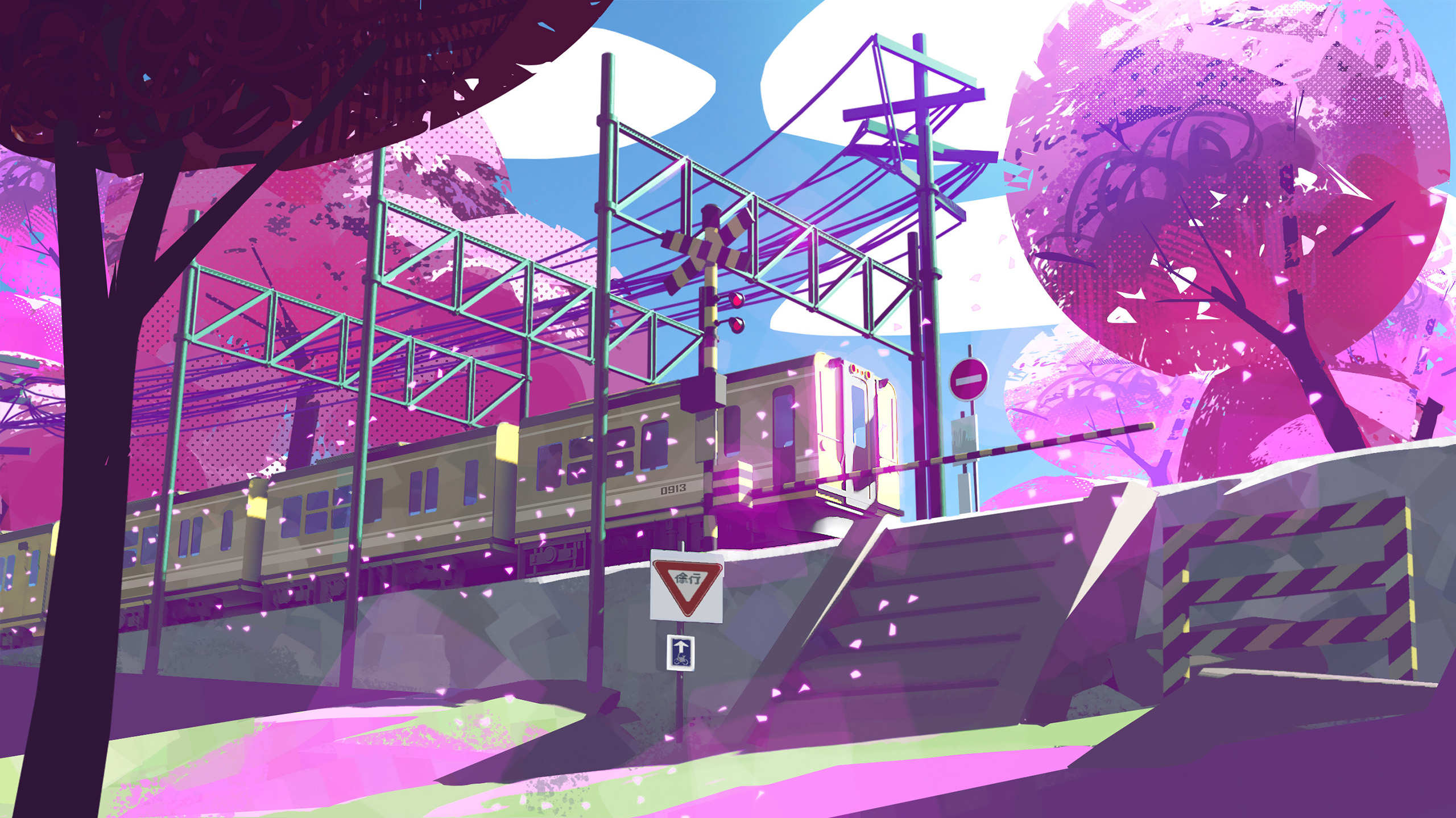 樱花,电车,铁轨