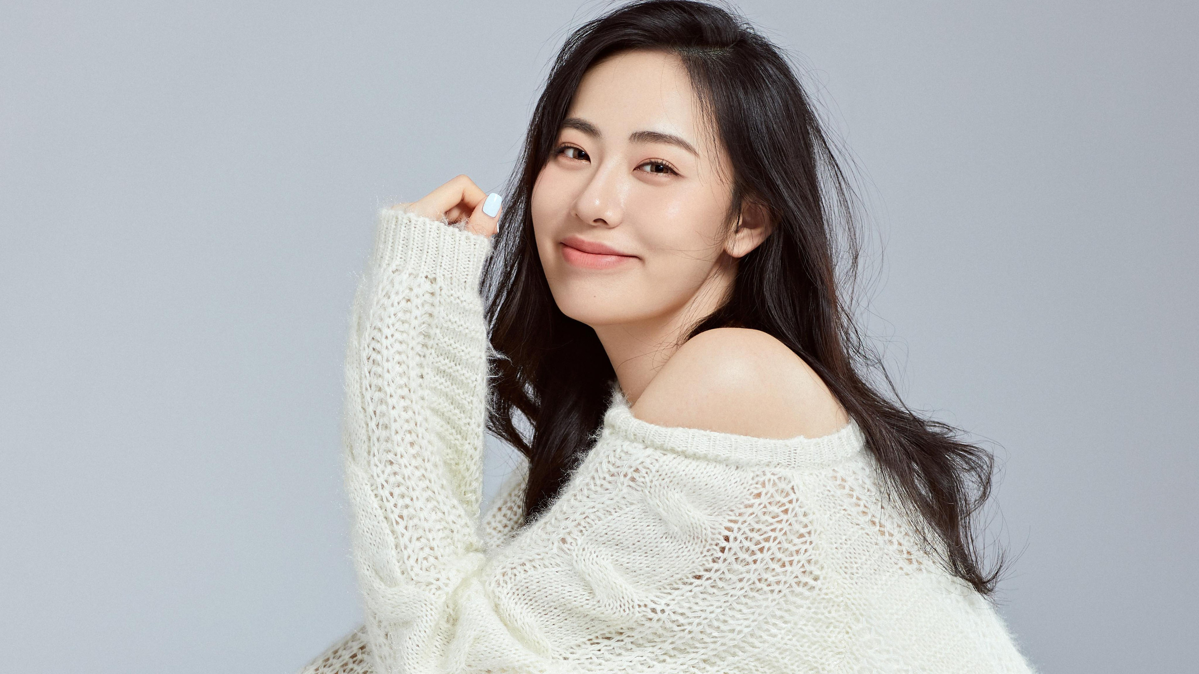 清纯,微笑,长发女孩,白色毛衣