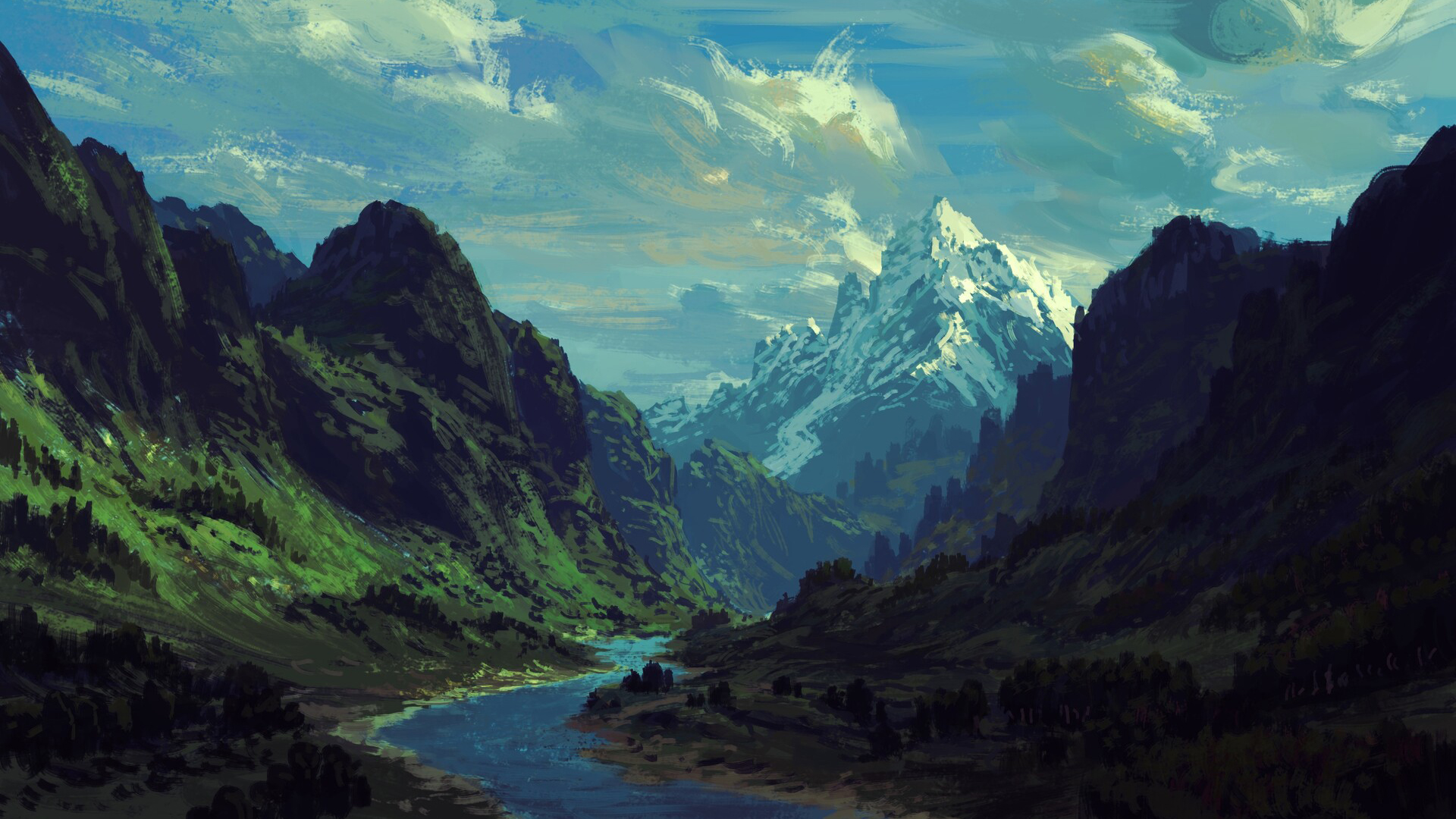 山川,峡谷,雪山,青山绿水