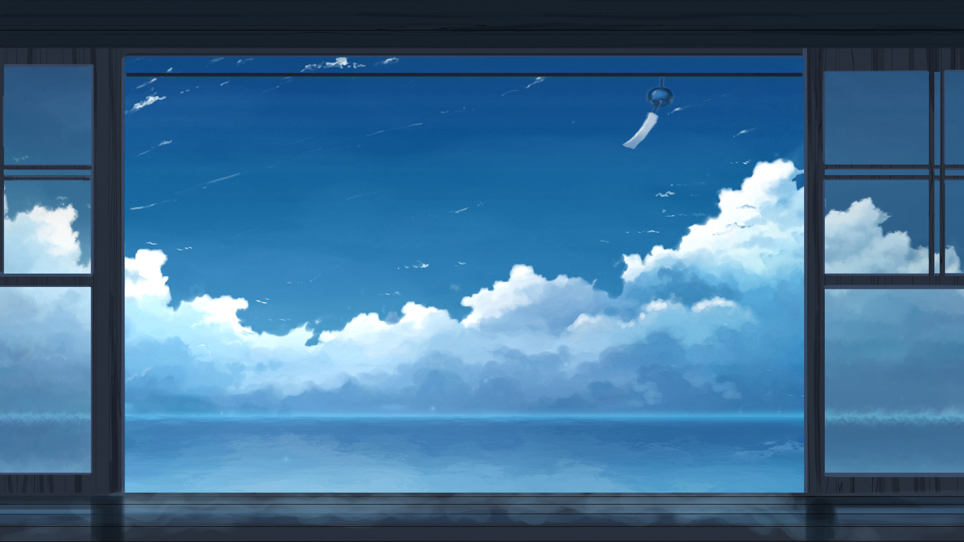 夏天,白云,天空,蓝色大海