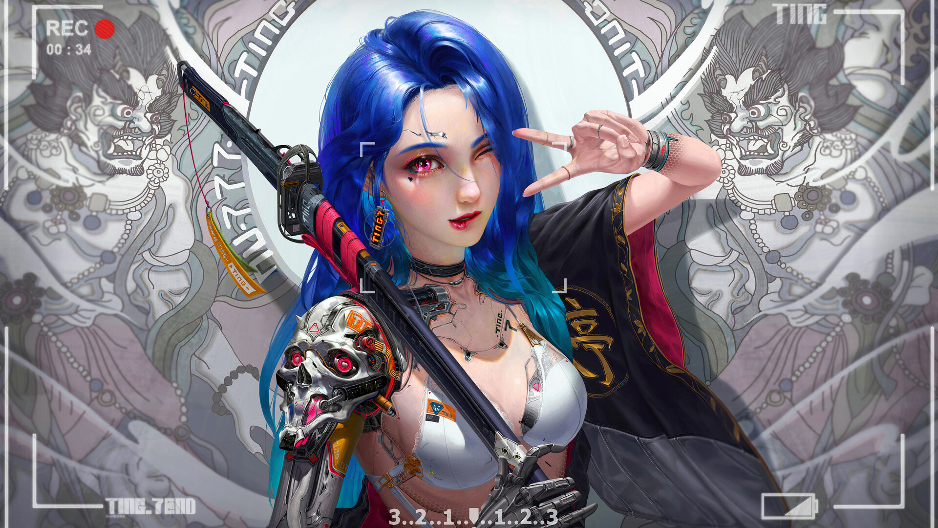 自拍照,录像,蓝头发