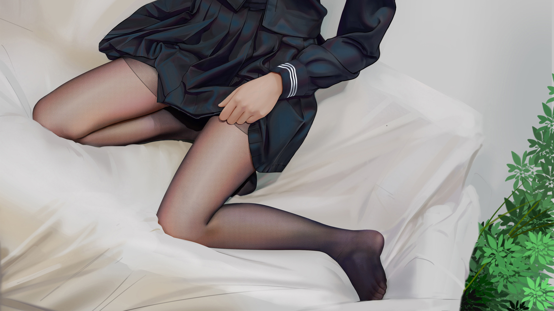 动漫,美女,黑丝袜,美腿,水手服,