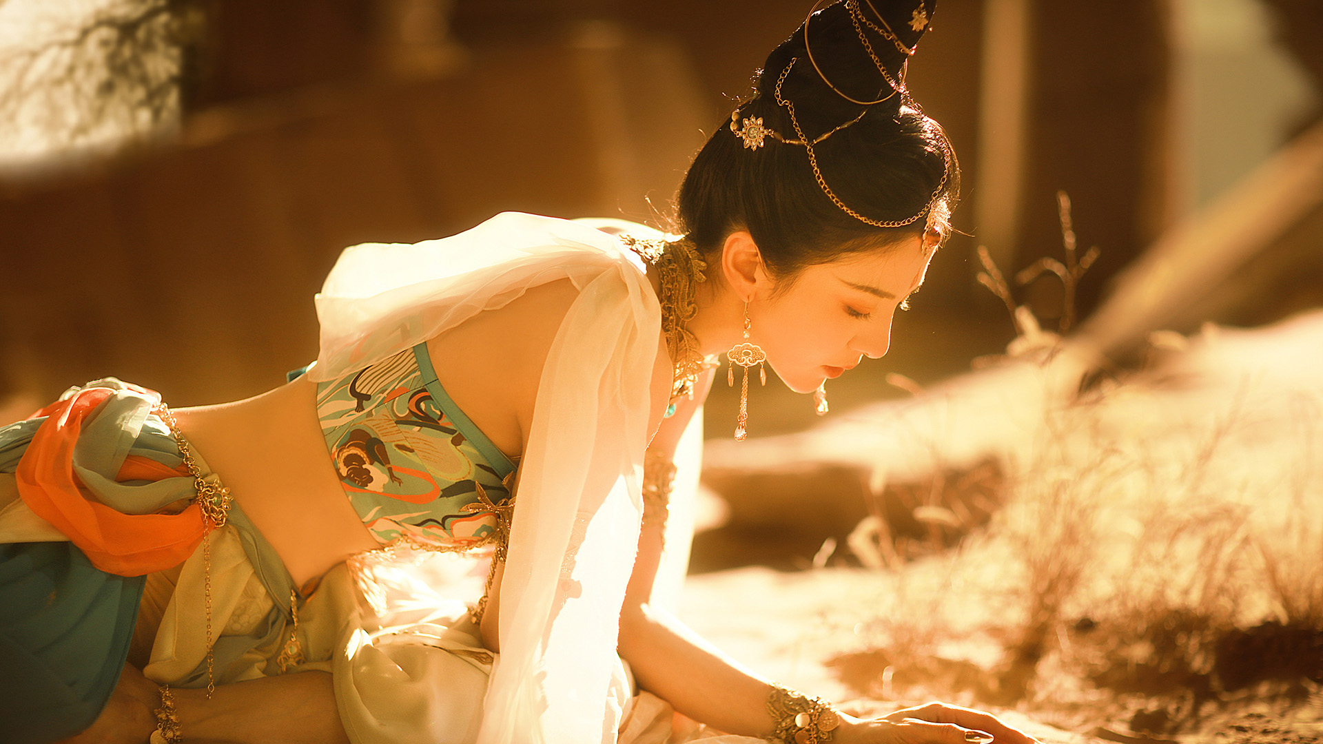 文艺古风,鸿音,舞蹈,敦煌,沙子,阳光