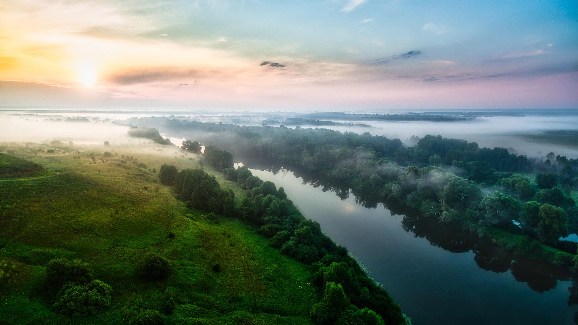 日出,清晨,湿地公园