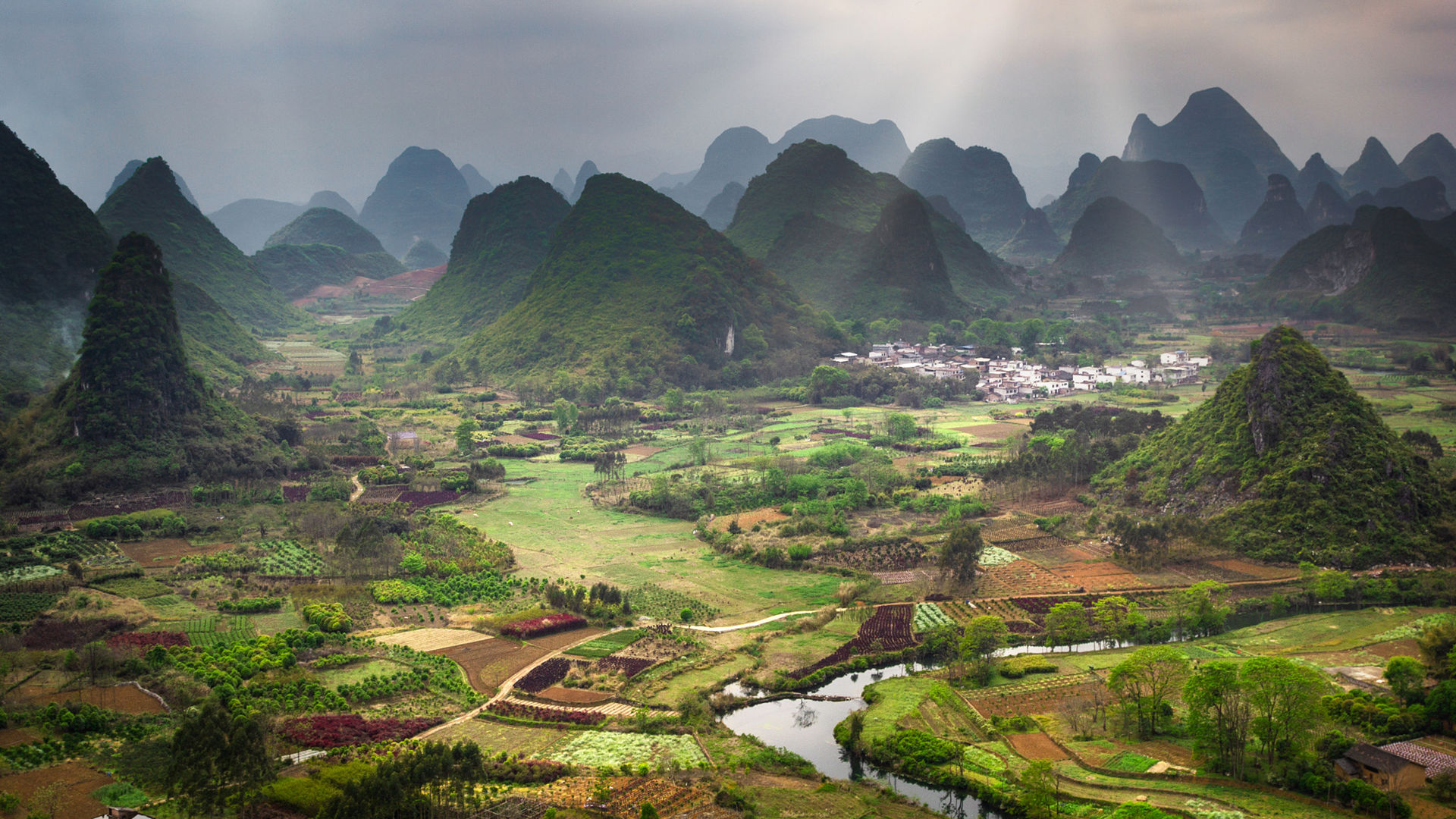 自然风光,桂林,群山,乡村