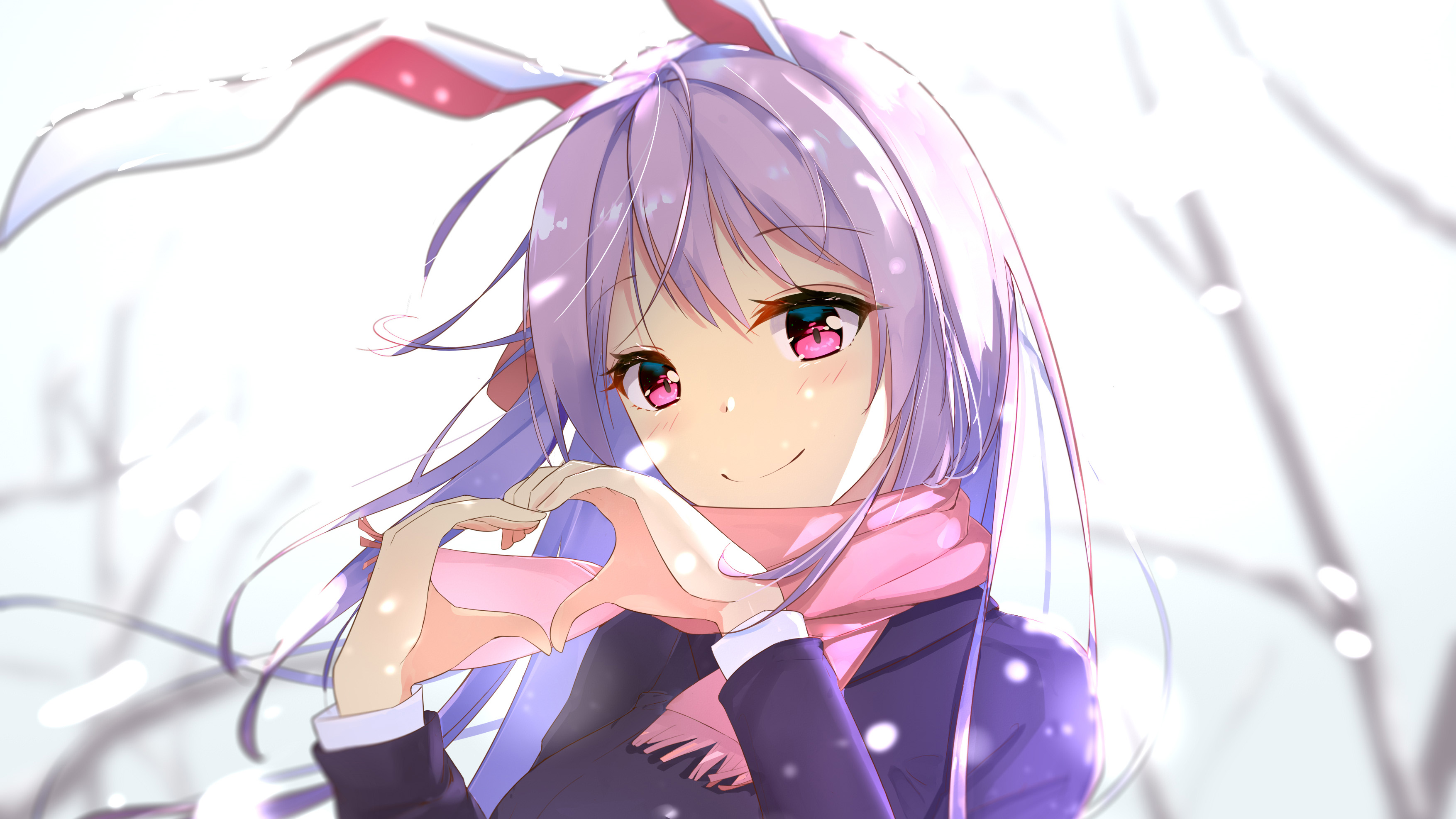 下雪,兔耳朵,大眼妹,爱心