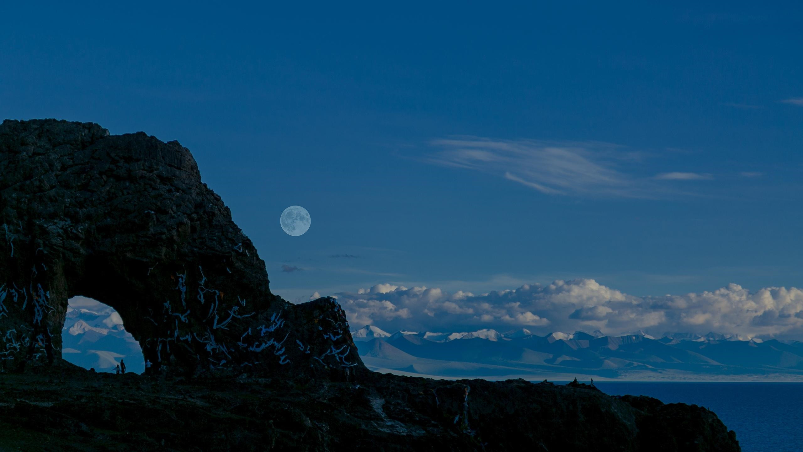 自然风光,圣象天门,月亮,雪山