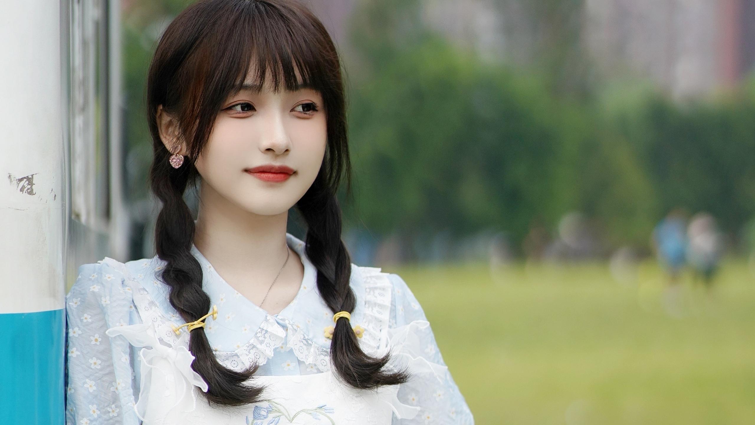 清纯,漂亮,麻花辫,清新