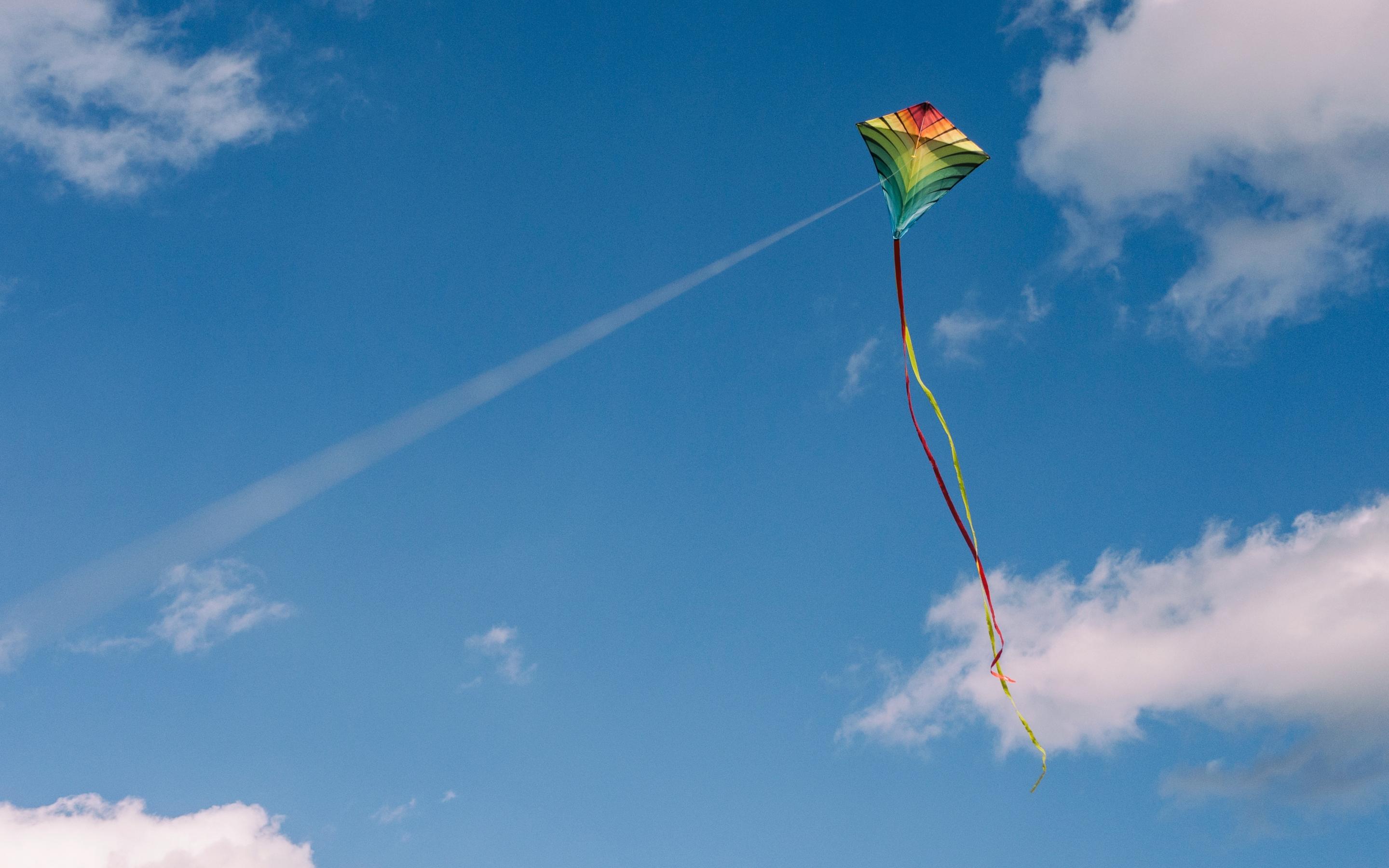 蓝天白云,优美天空,风筝,白云