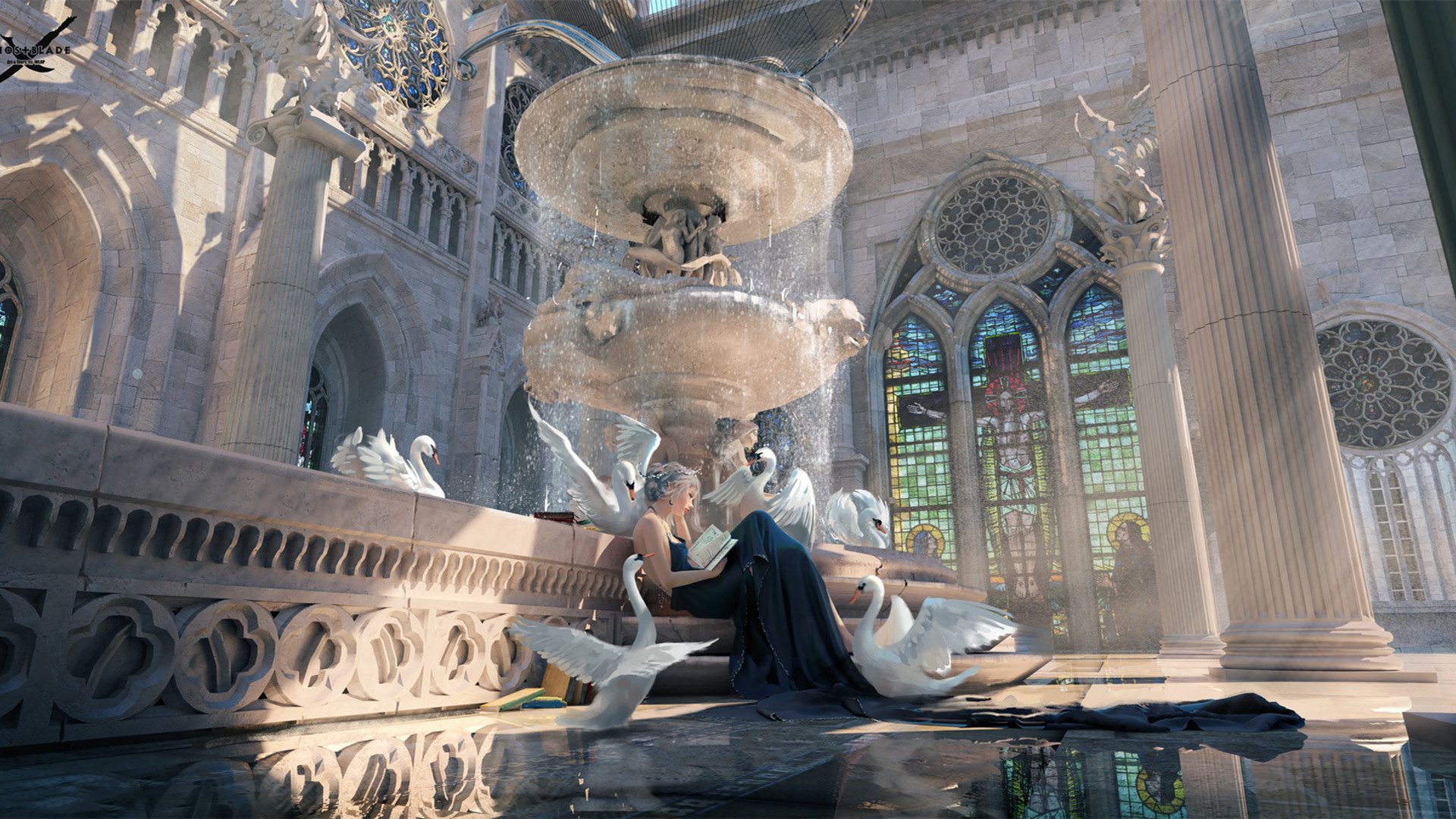 海琴烟,天鹅,皇宫,阳光