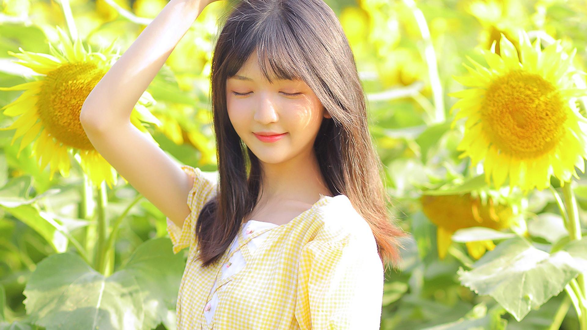 清纯,向日葵,阳光,貌美,清新女孩
