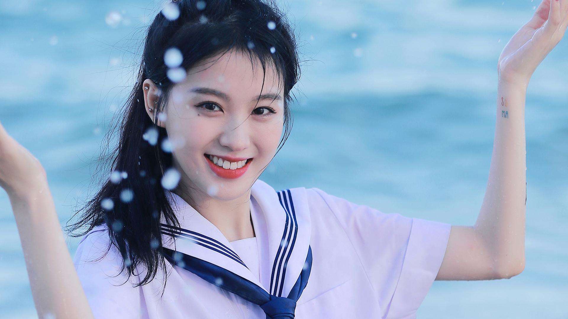 清纯,迷人,海边,气质,水手服