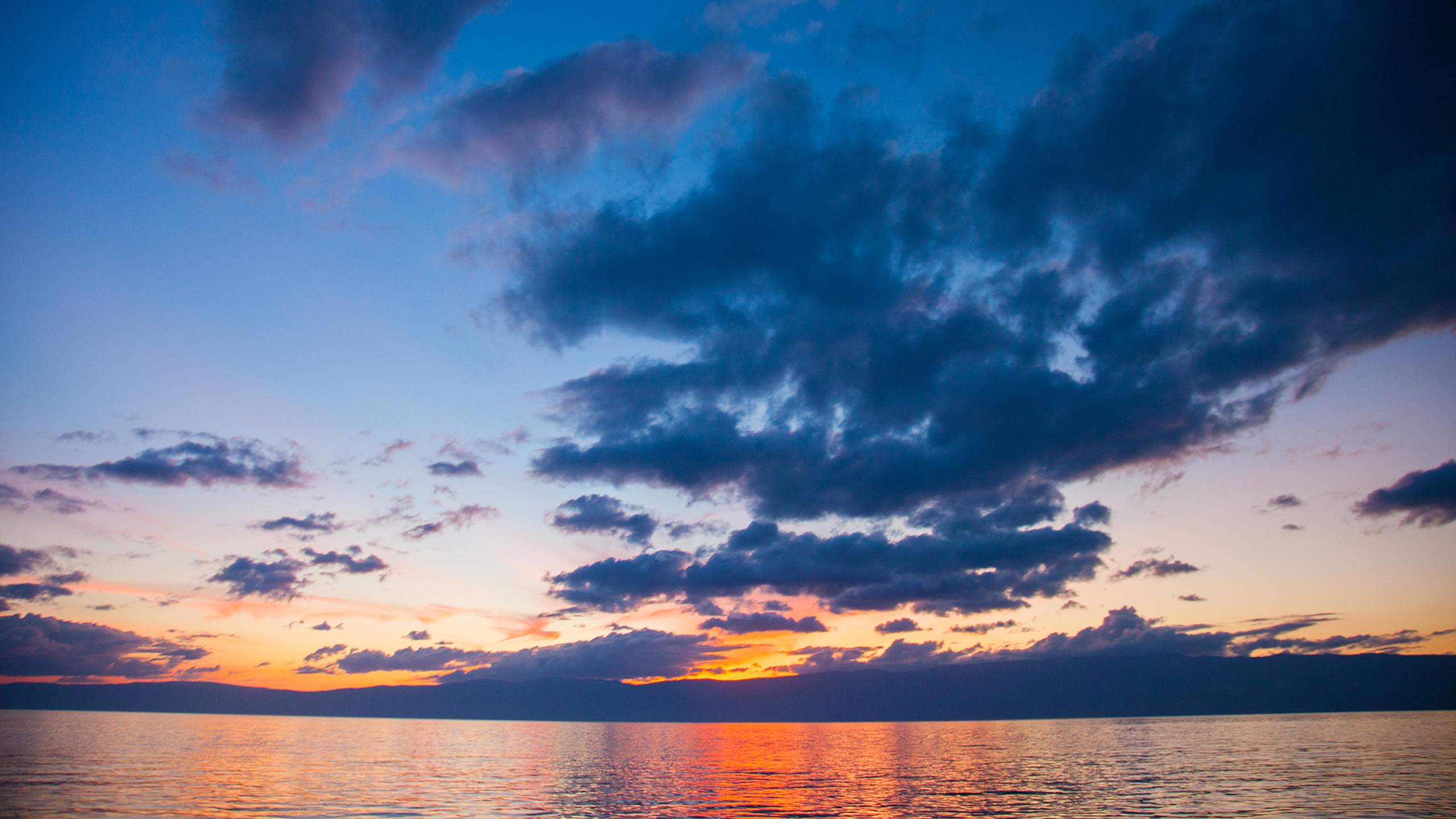 落日余晖,晚霞,海天一线