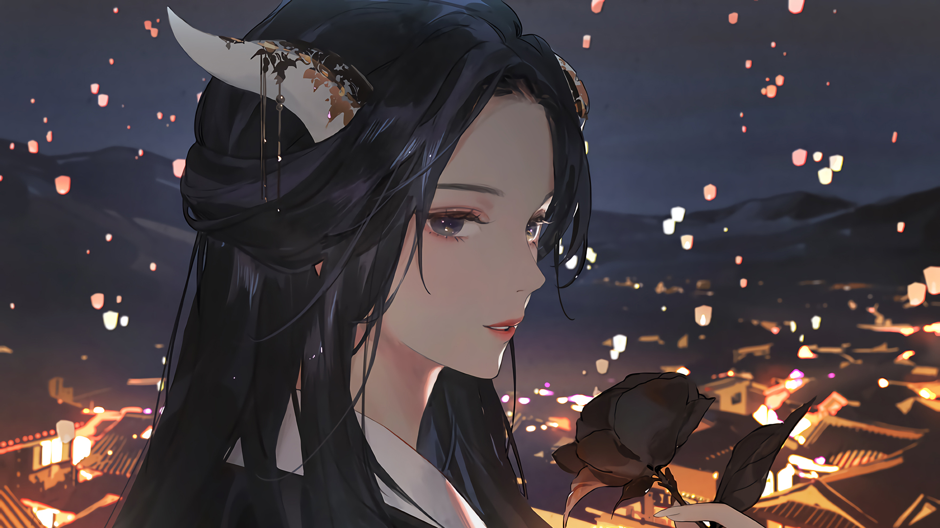 二次元动漫,灯笼节,兽角,