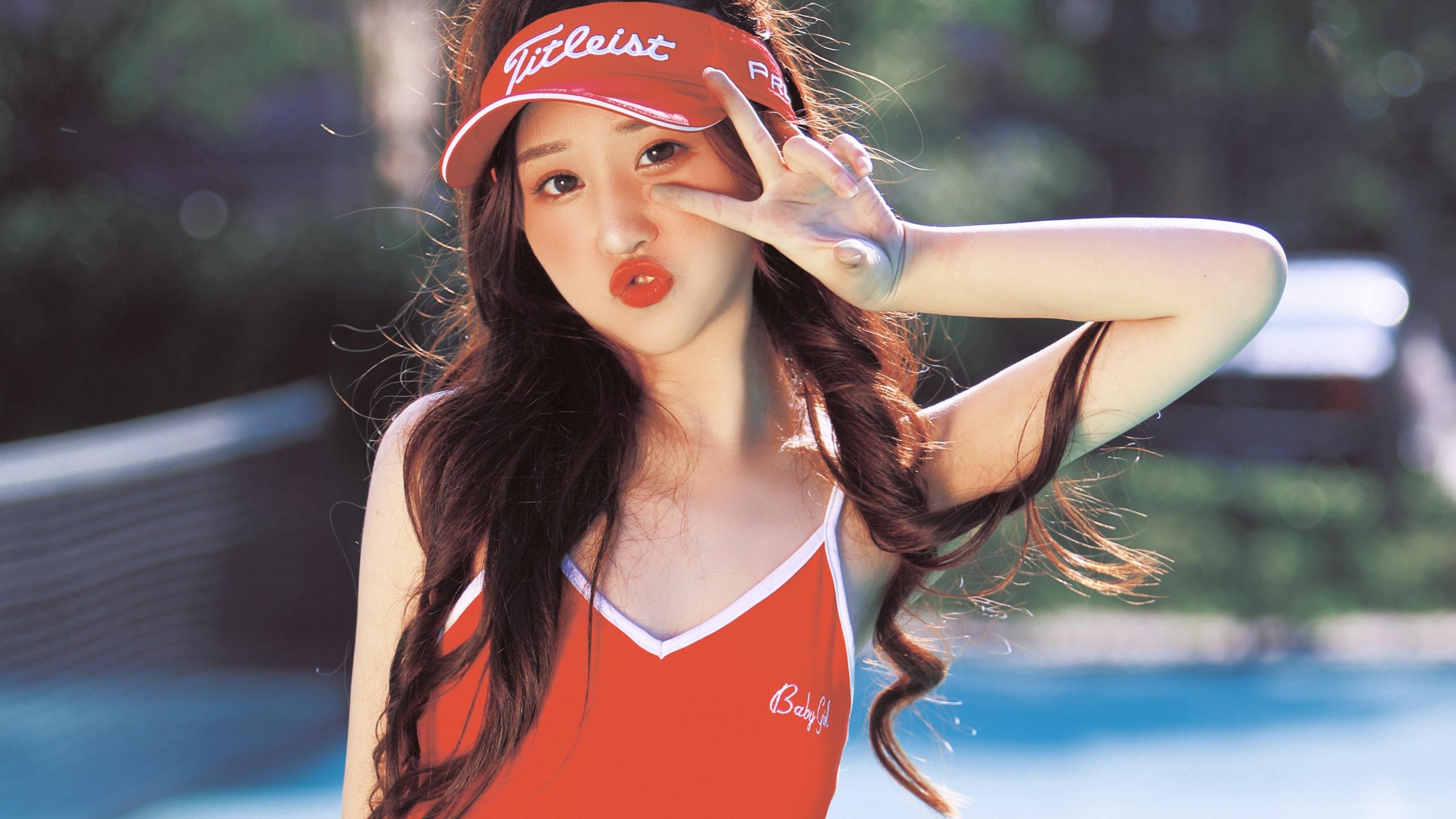 清纯,网球模特,少女,运动,长发