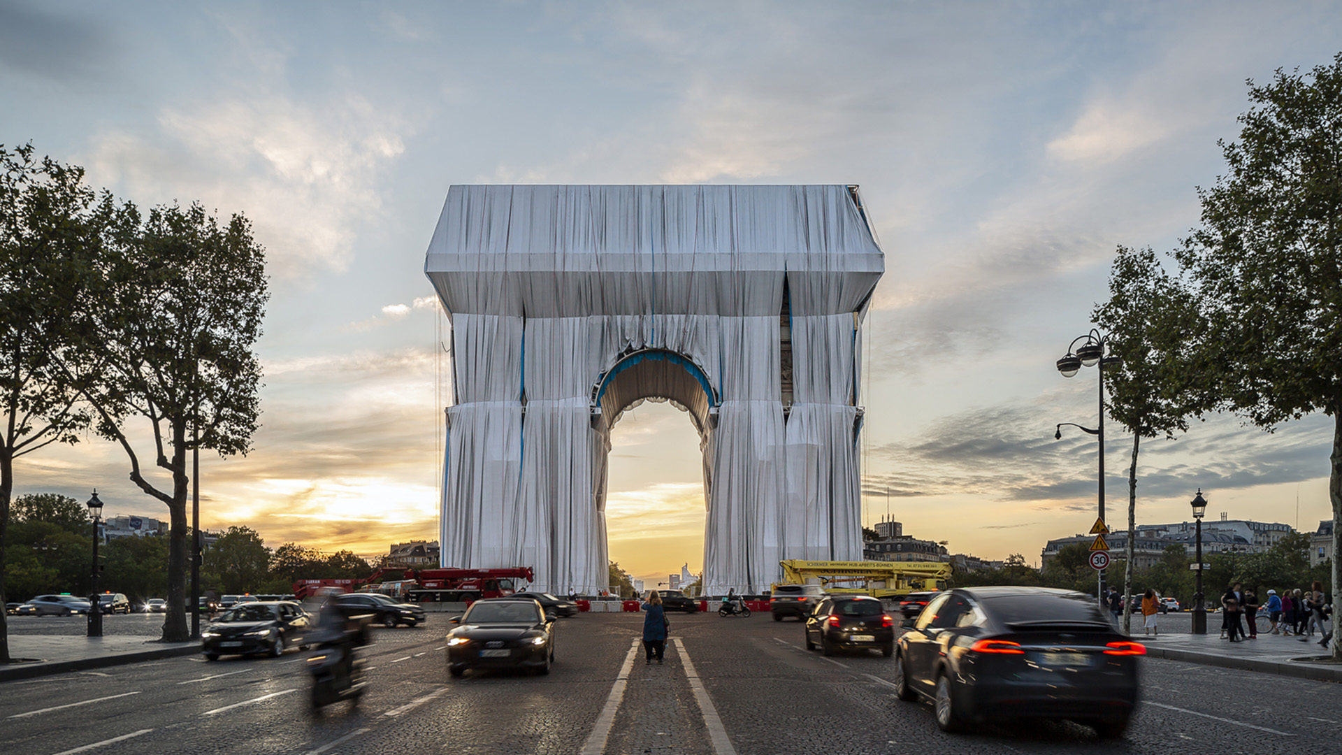 城市夜景,凯旋门,行为艺术,巴黎