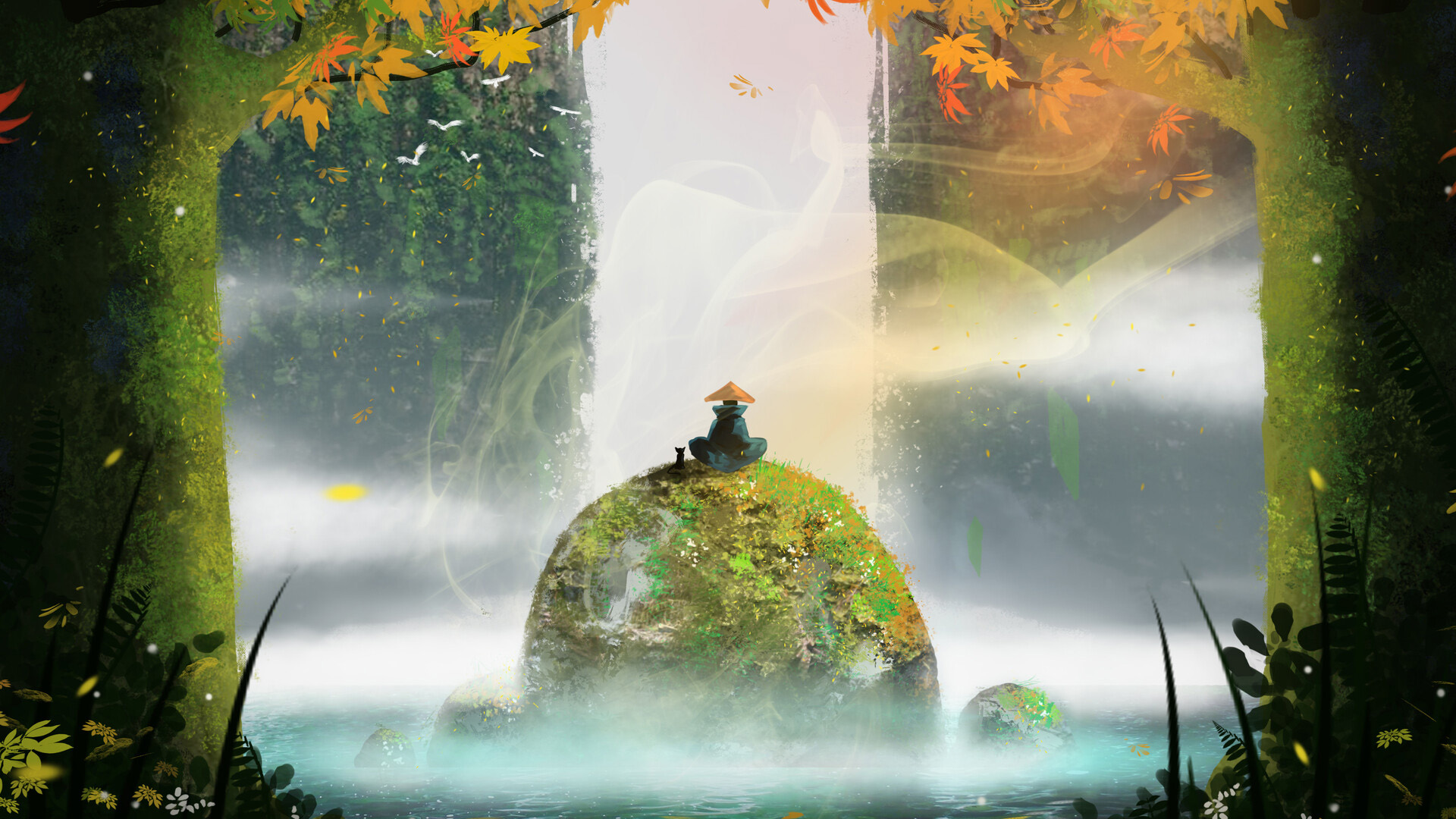 修行者,落叶,仙境