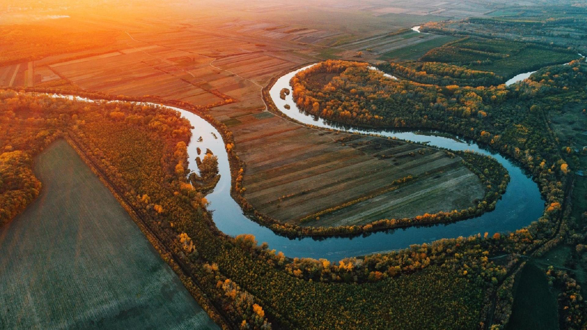 自然风光,清晨阳光,河流