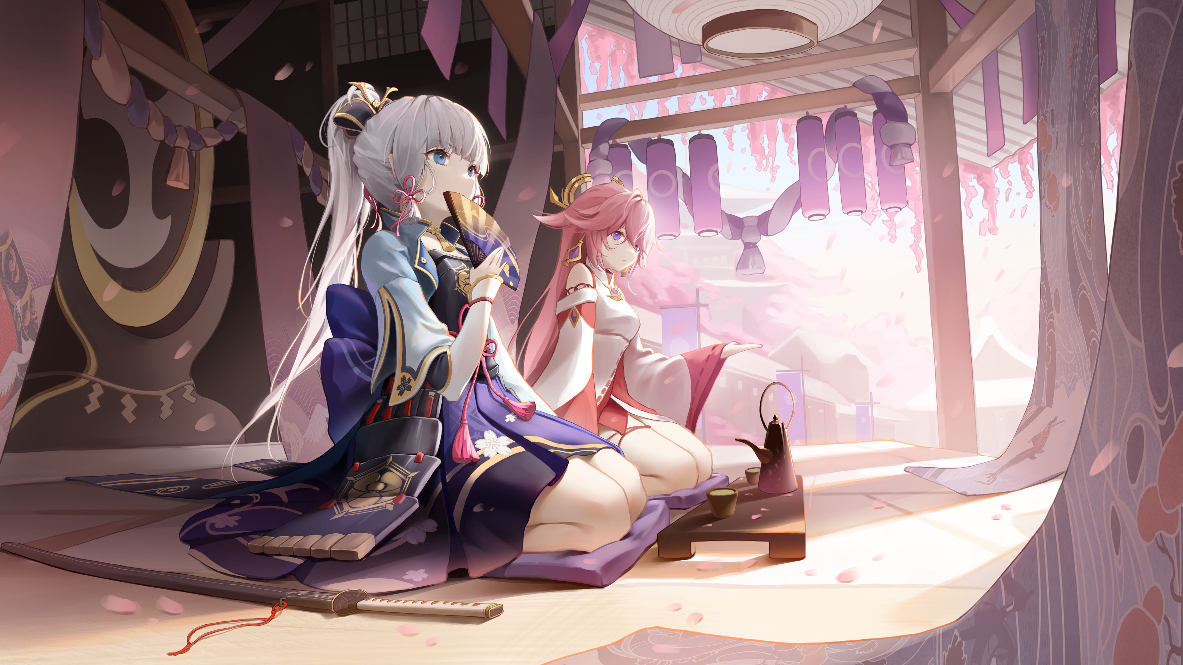 手游世界,原神,神里绫华,八重神子