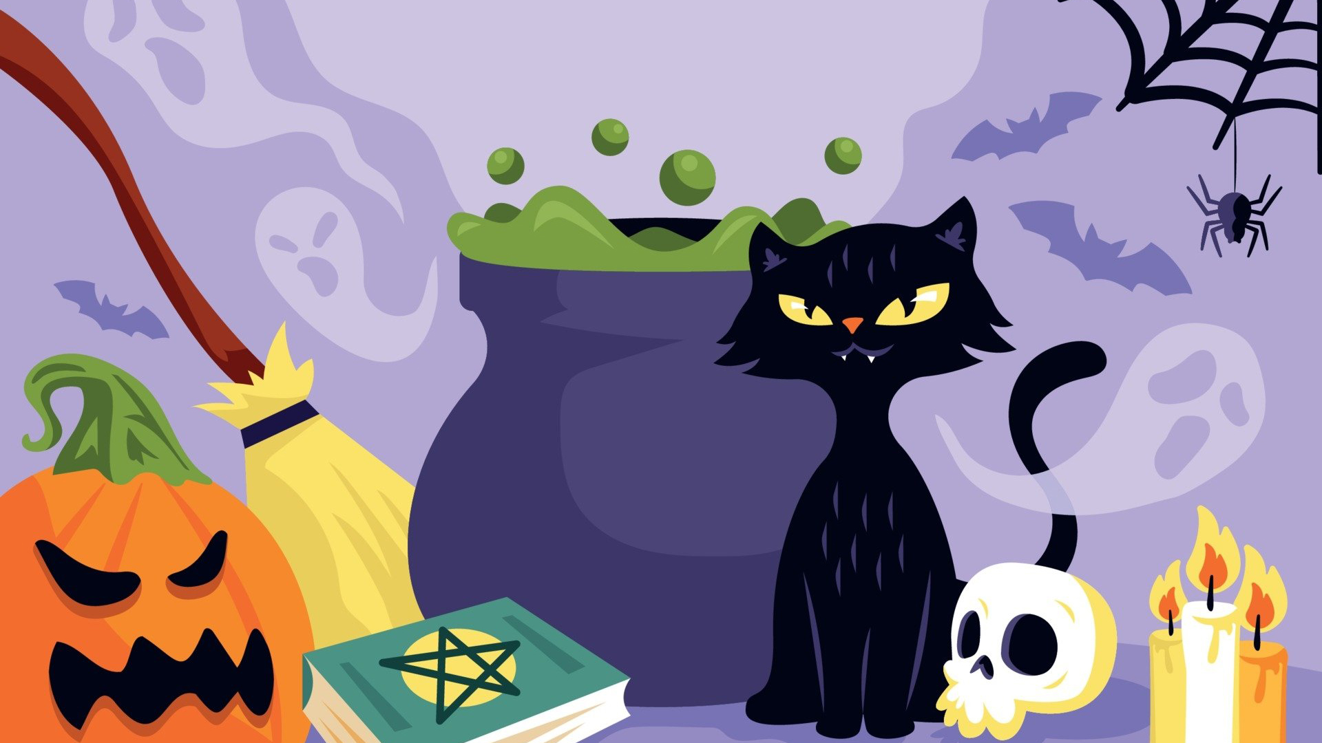 万圣节,扫帚,骷髅,魔法