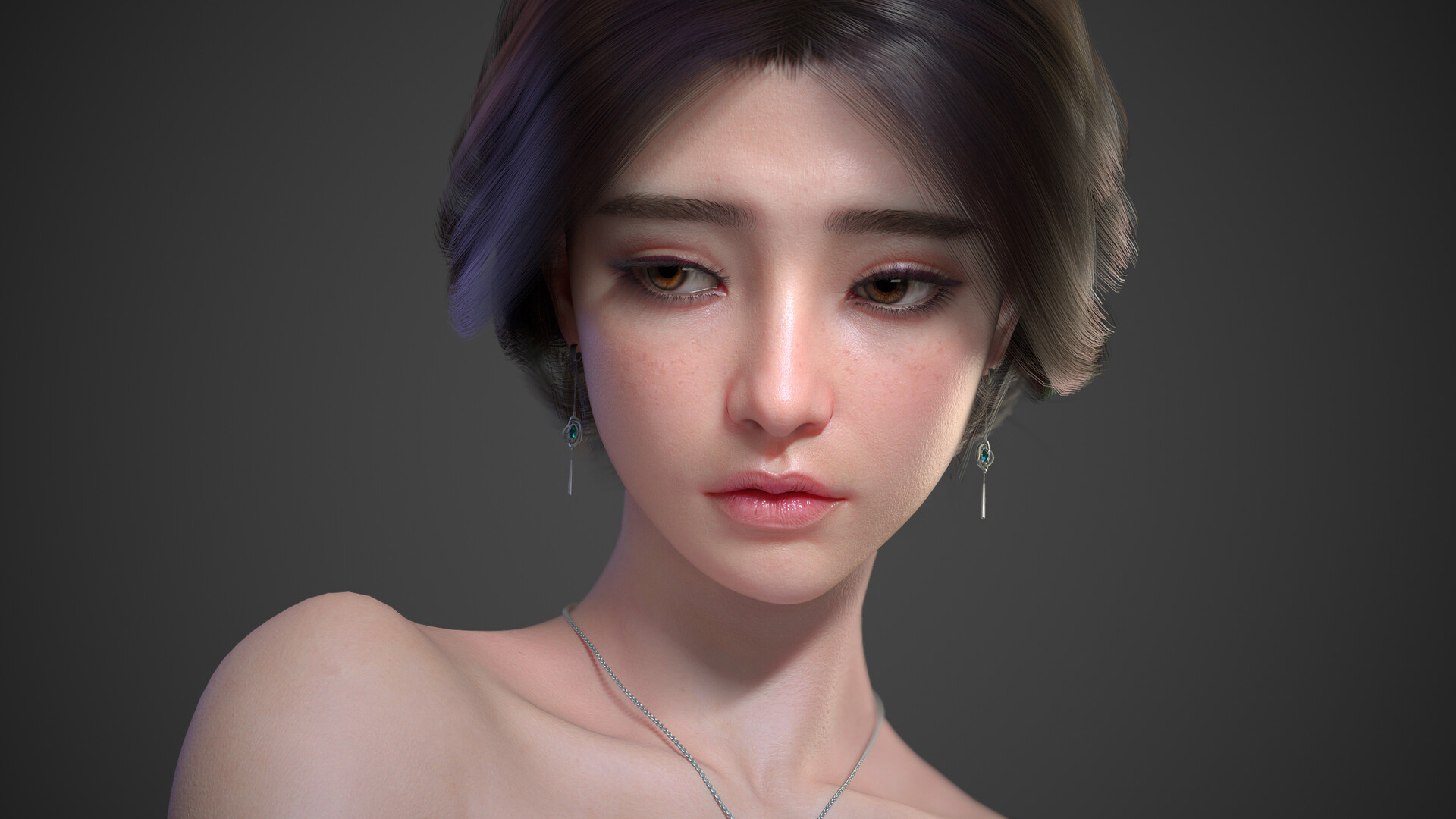 清纯,项链,忧郁的眼神