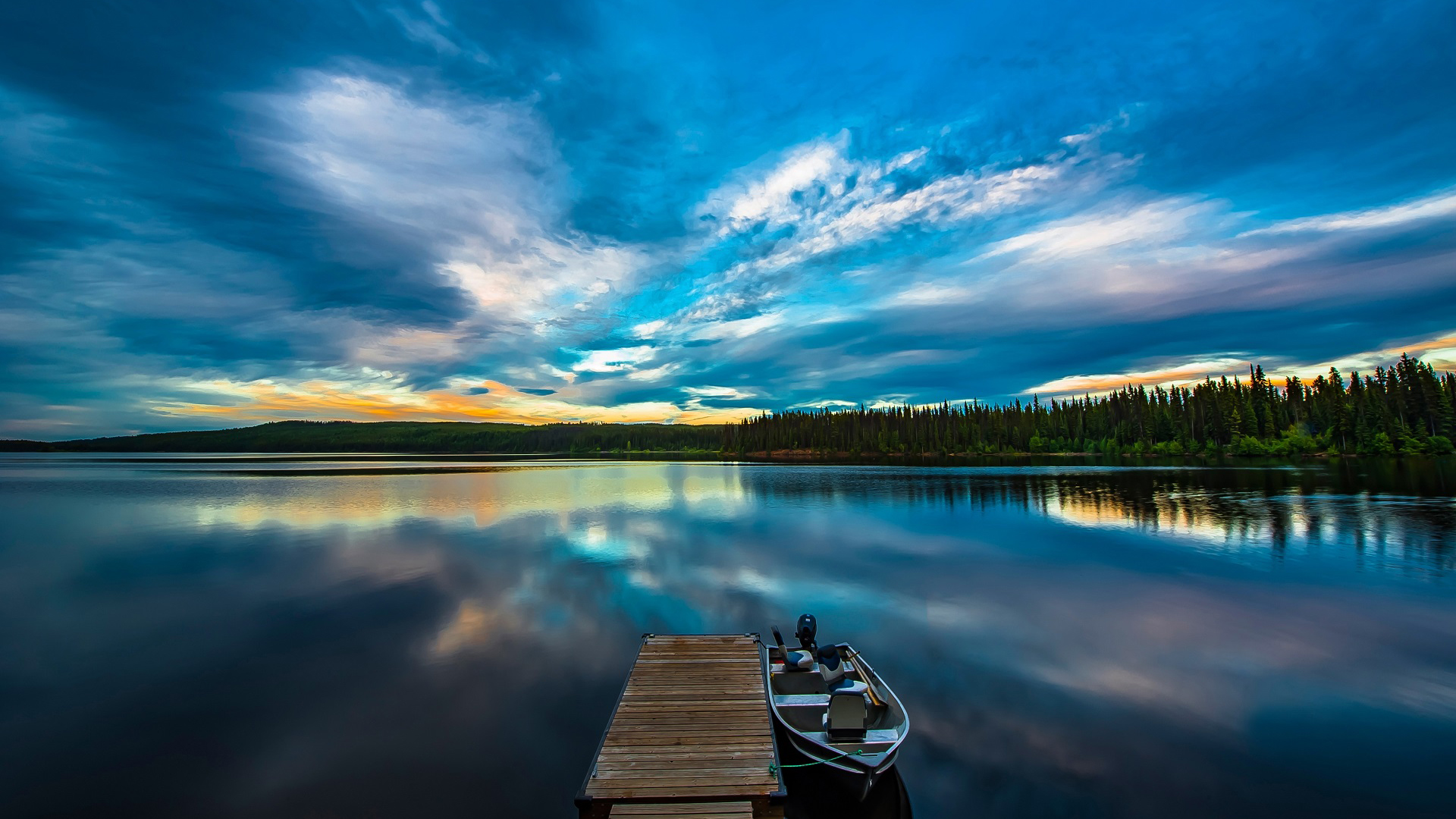 自然风光,傍晚,晚霞,小船