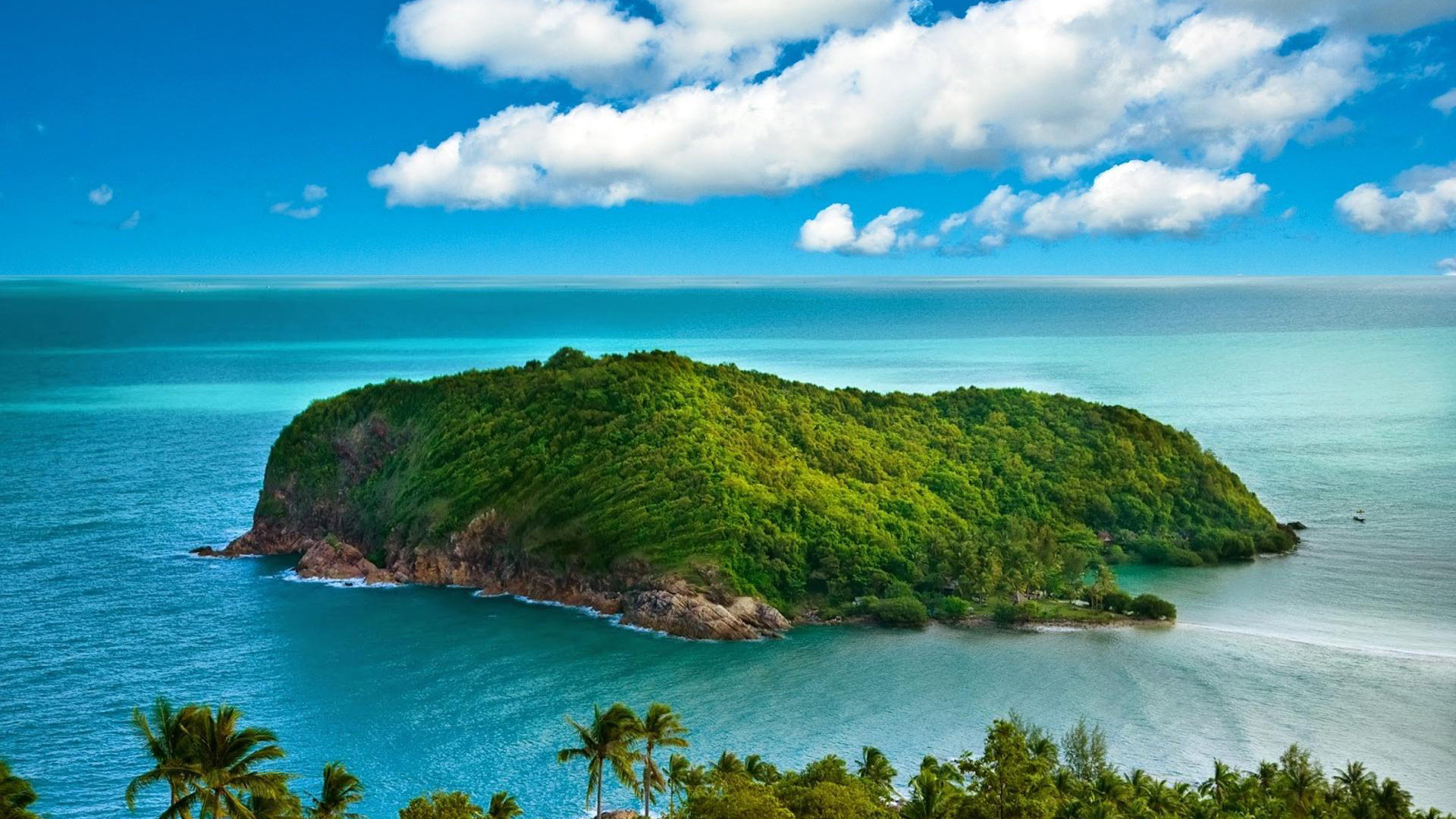 海洋天堂,海岛,白云,蓝色大海