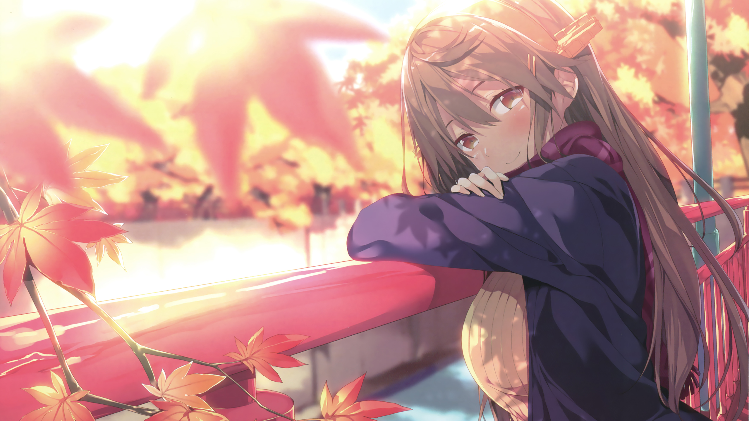 深秋,红叶,兽耳,长发女孩