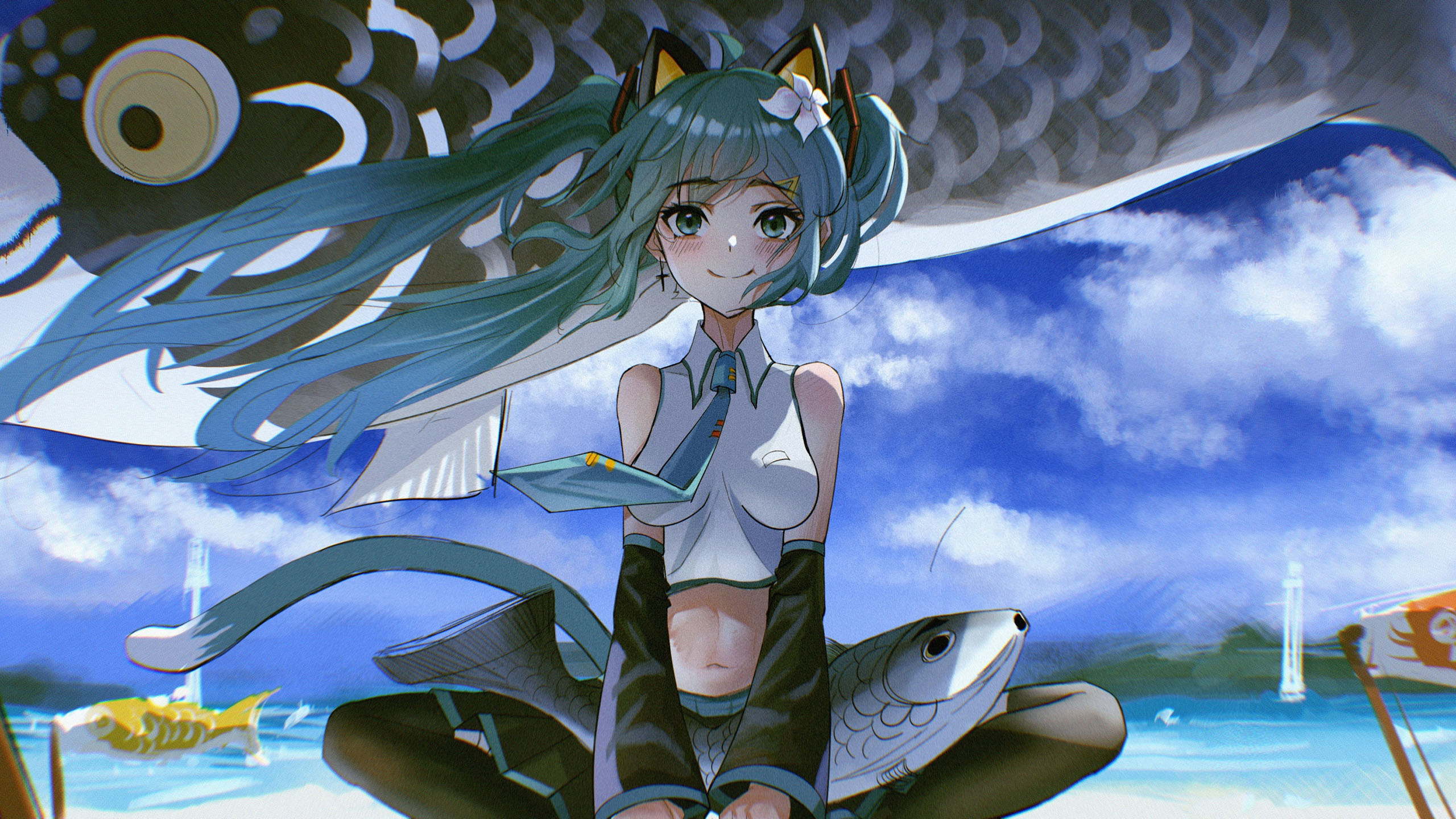初音,鲤鱼,海风吹