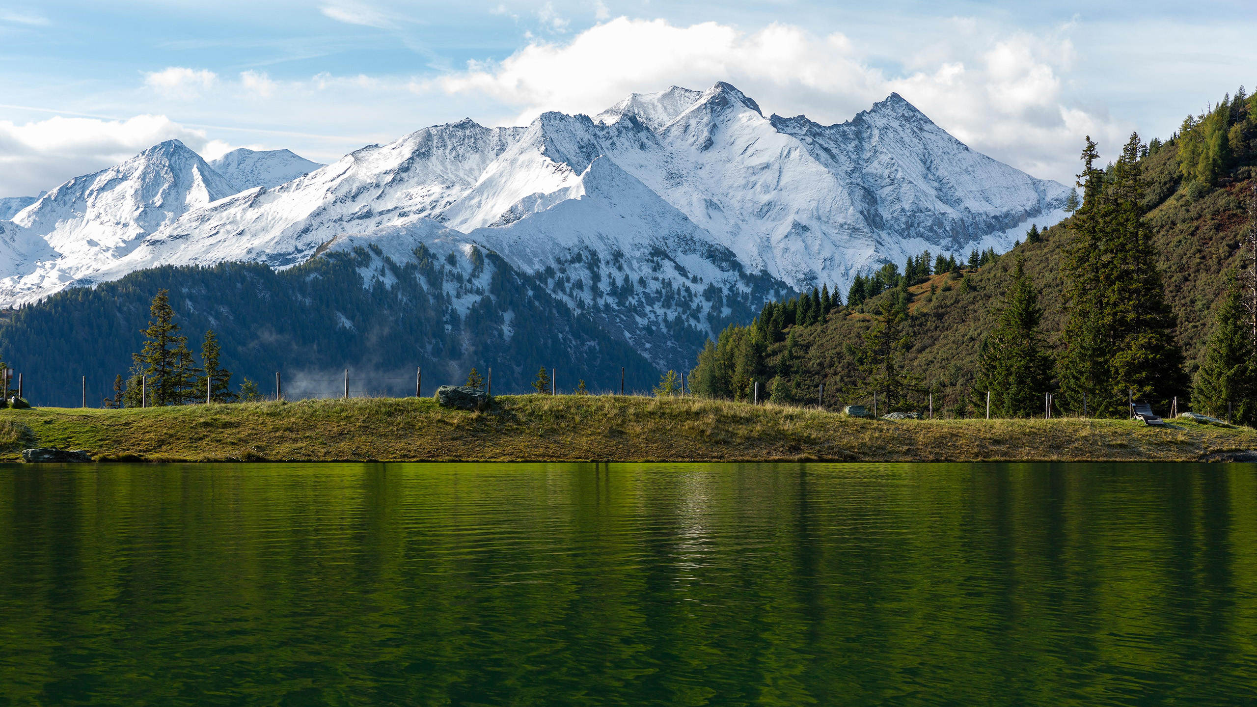 自然风光,雪山,湖水,高原