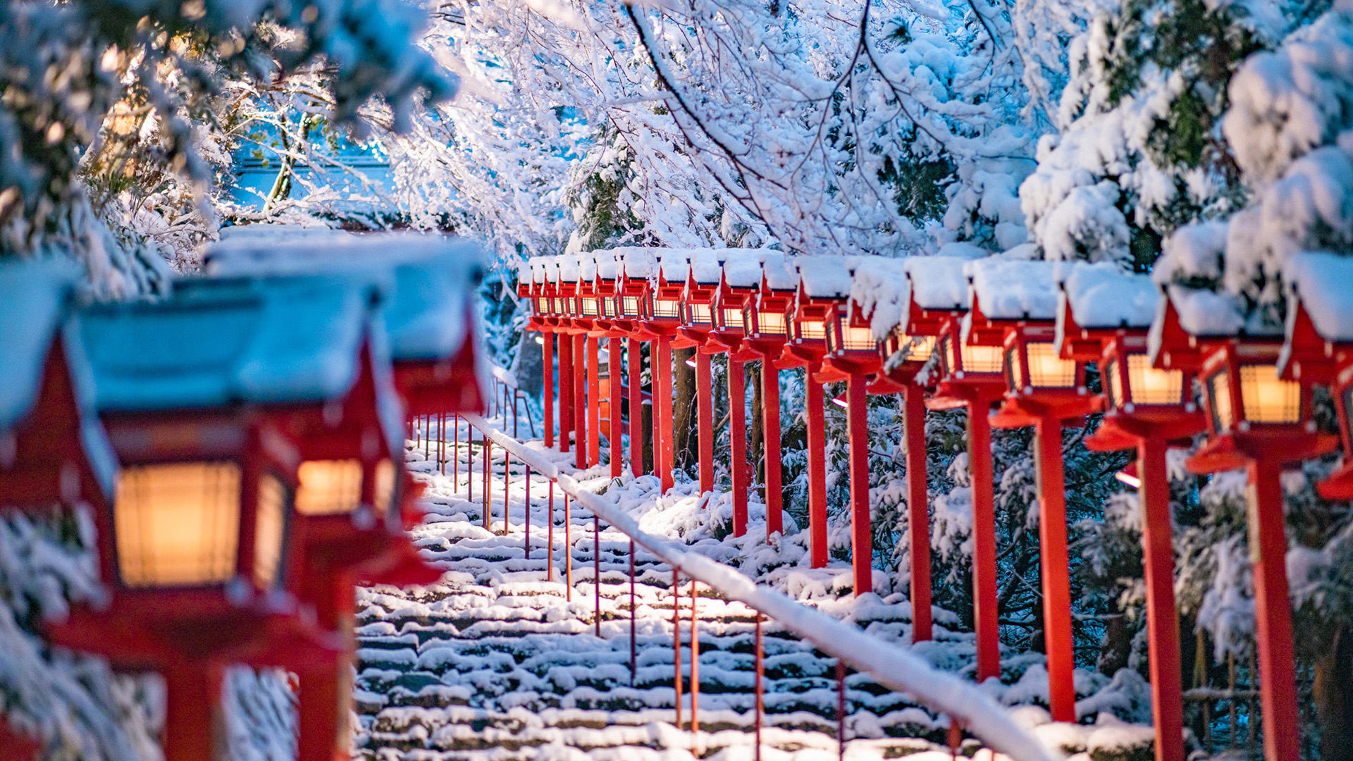 冰天雪地,台阶,路灯,白雪
