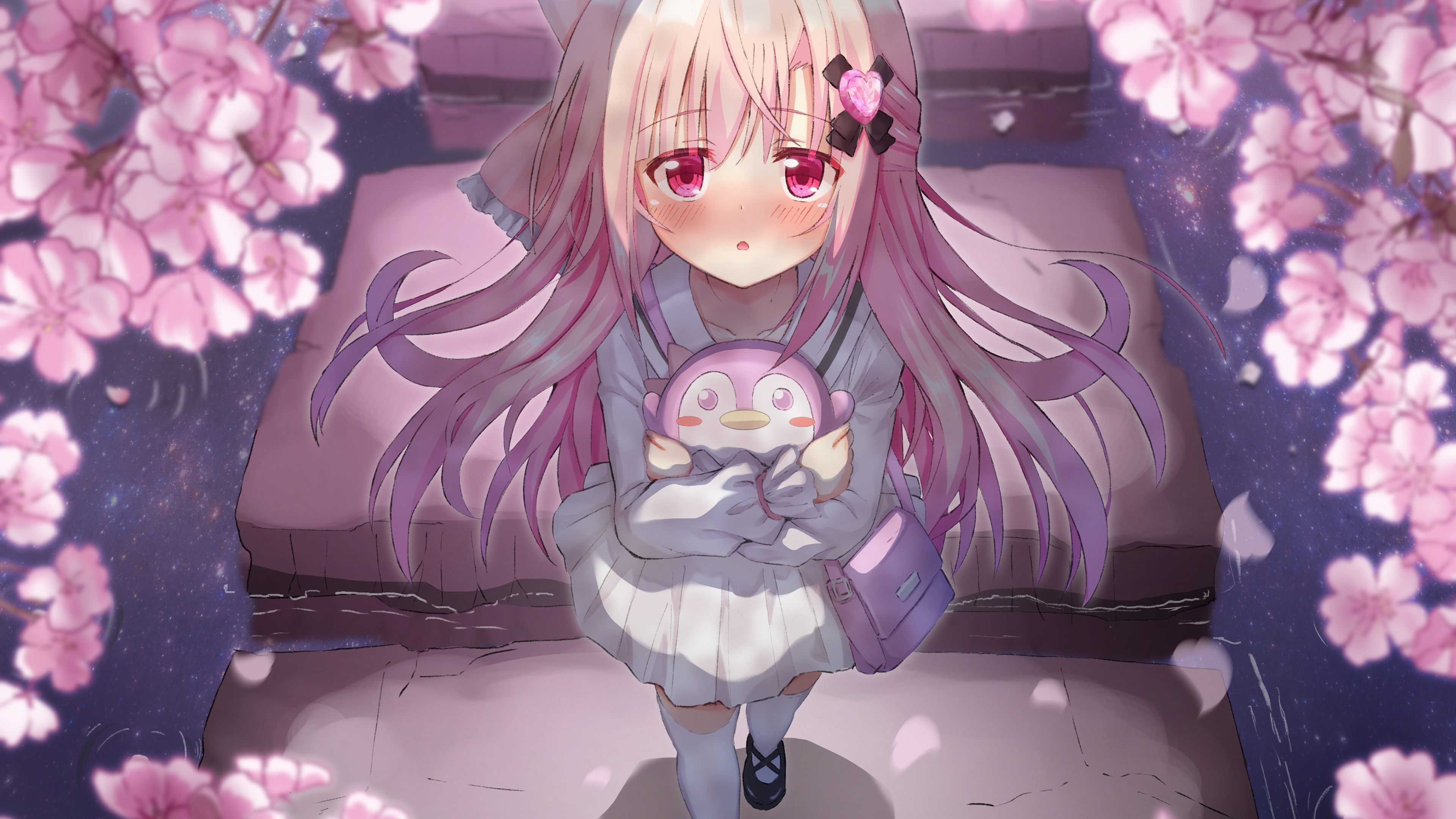 樱花飞舞,布娃娃,长发女孩