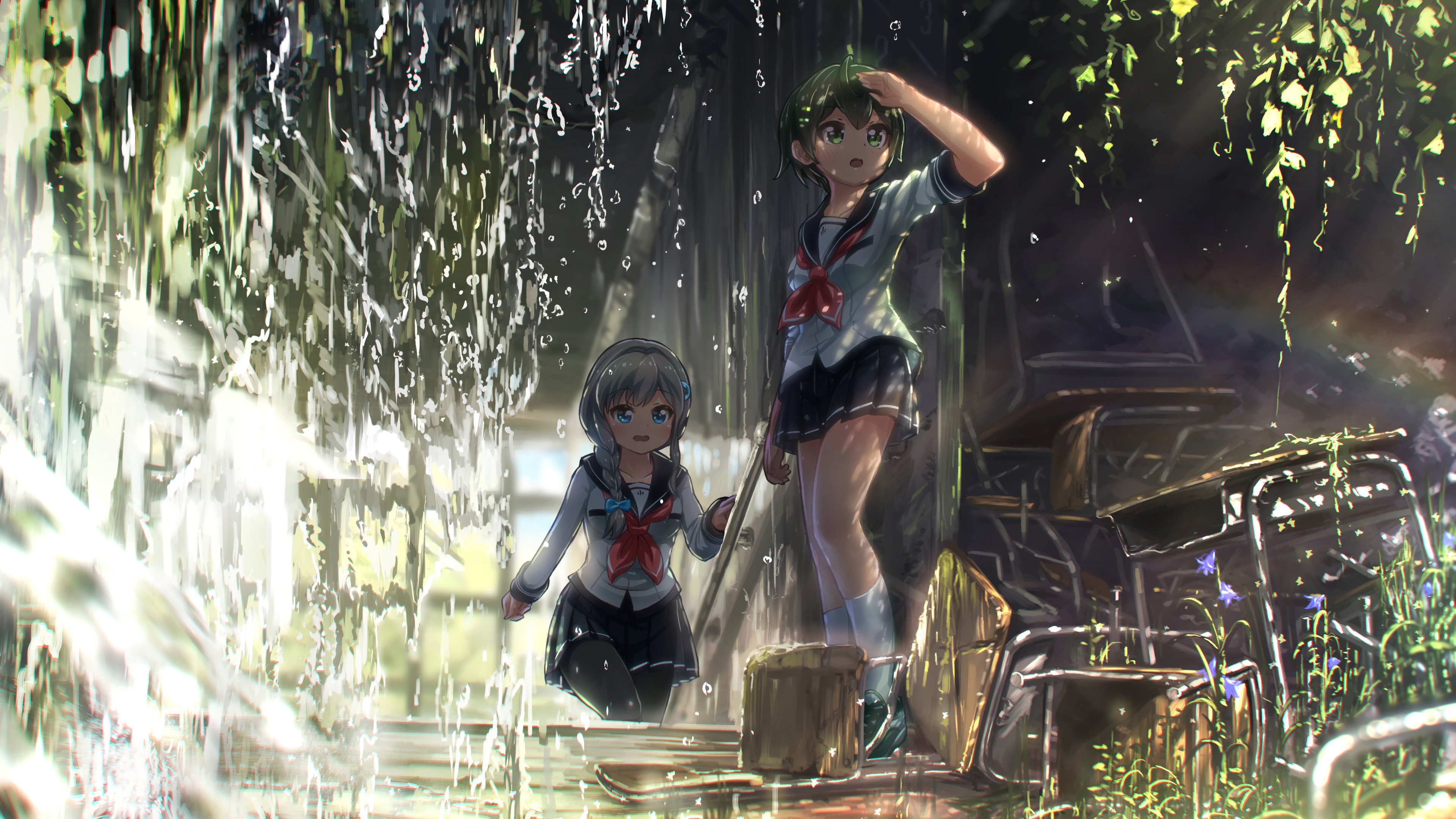 太阳雨,桥洞,躲雨,暴雨