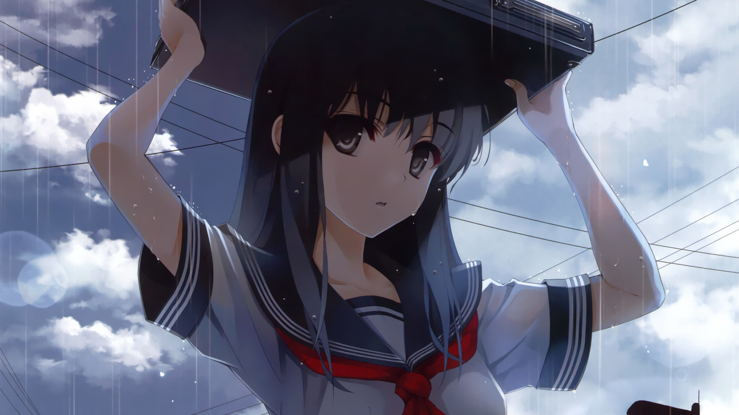 书包,下雨天,学妹,放学