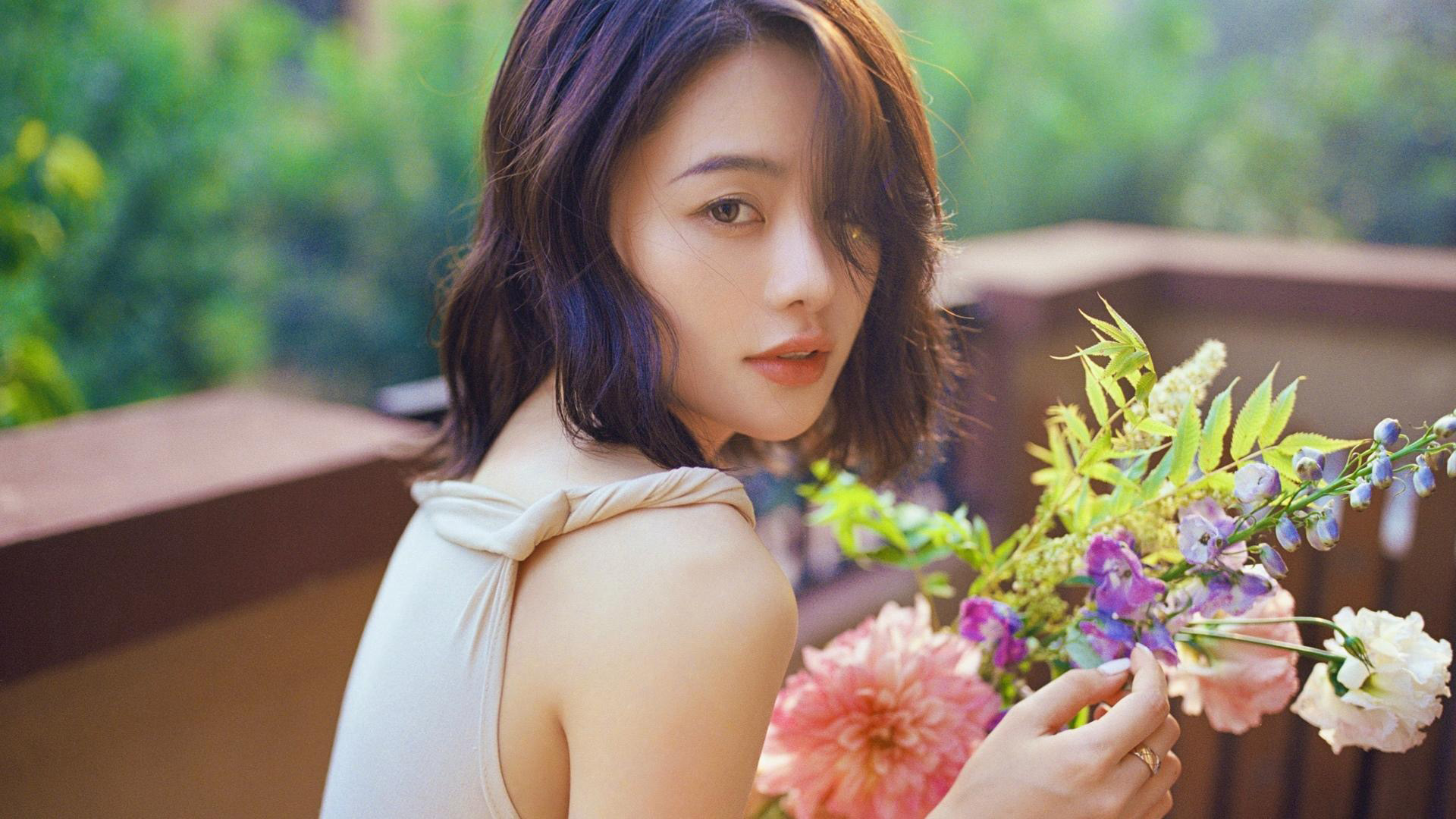 清纯,花朵,回眸,清秀,气质