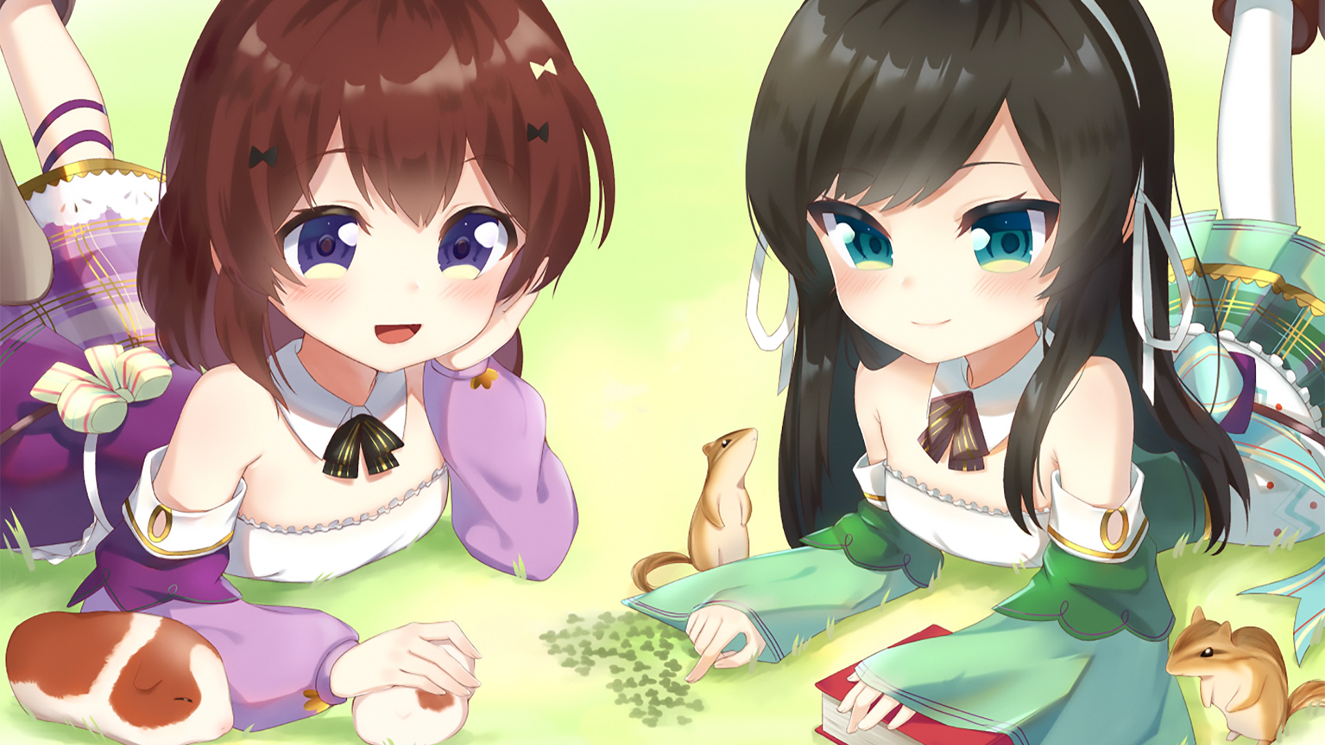 萌娃,松鼠,草地