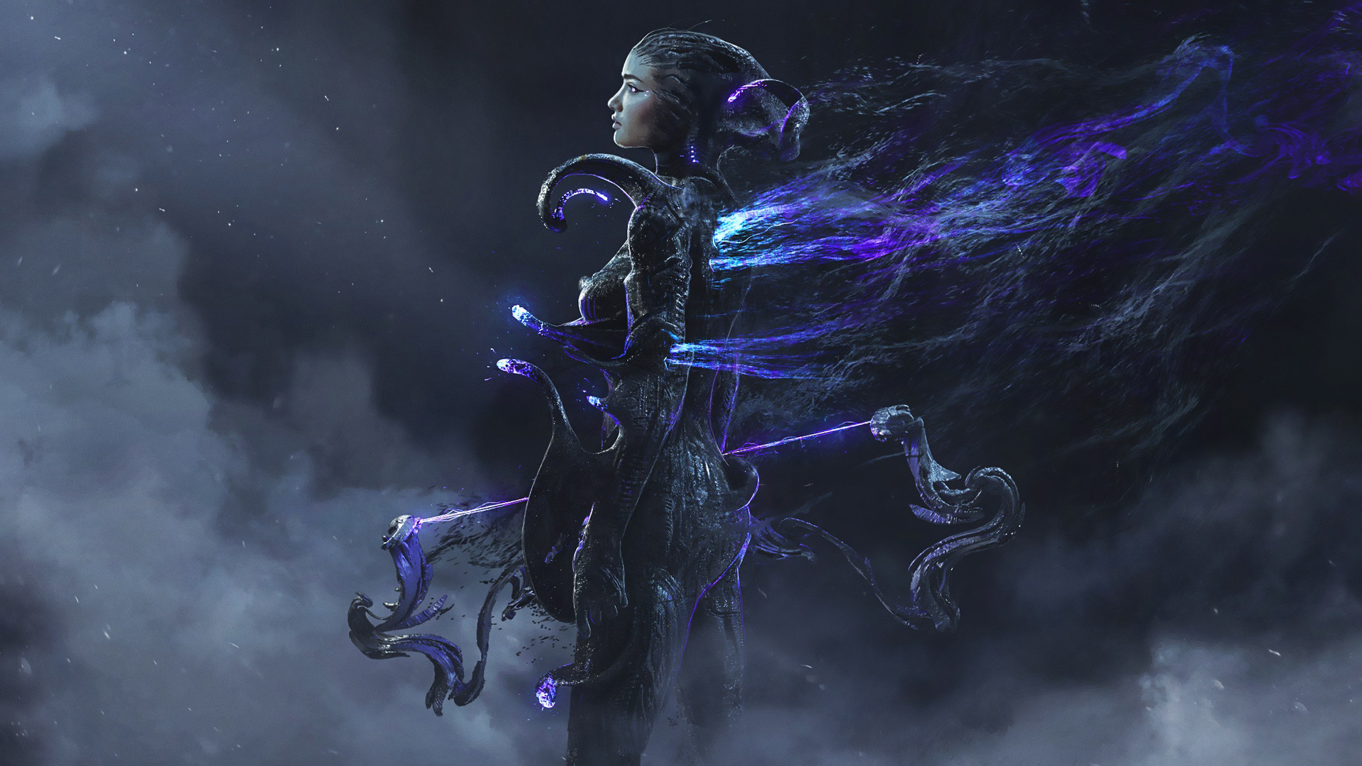 弓箭,黑夜,魔法,光影,