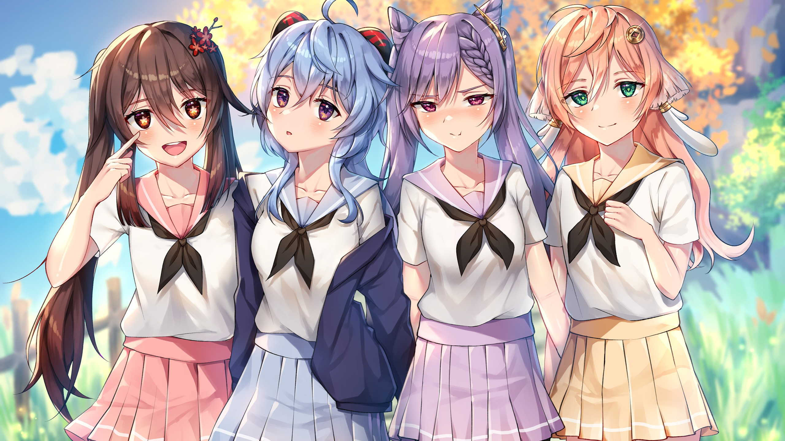 4个姐妹,短裙,校服