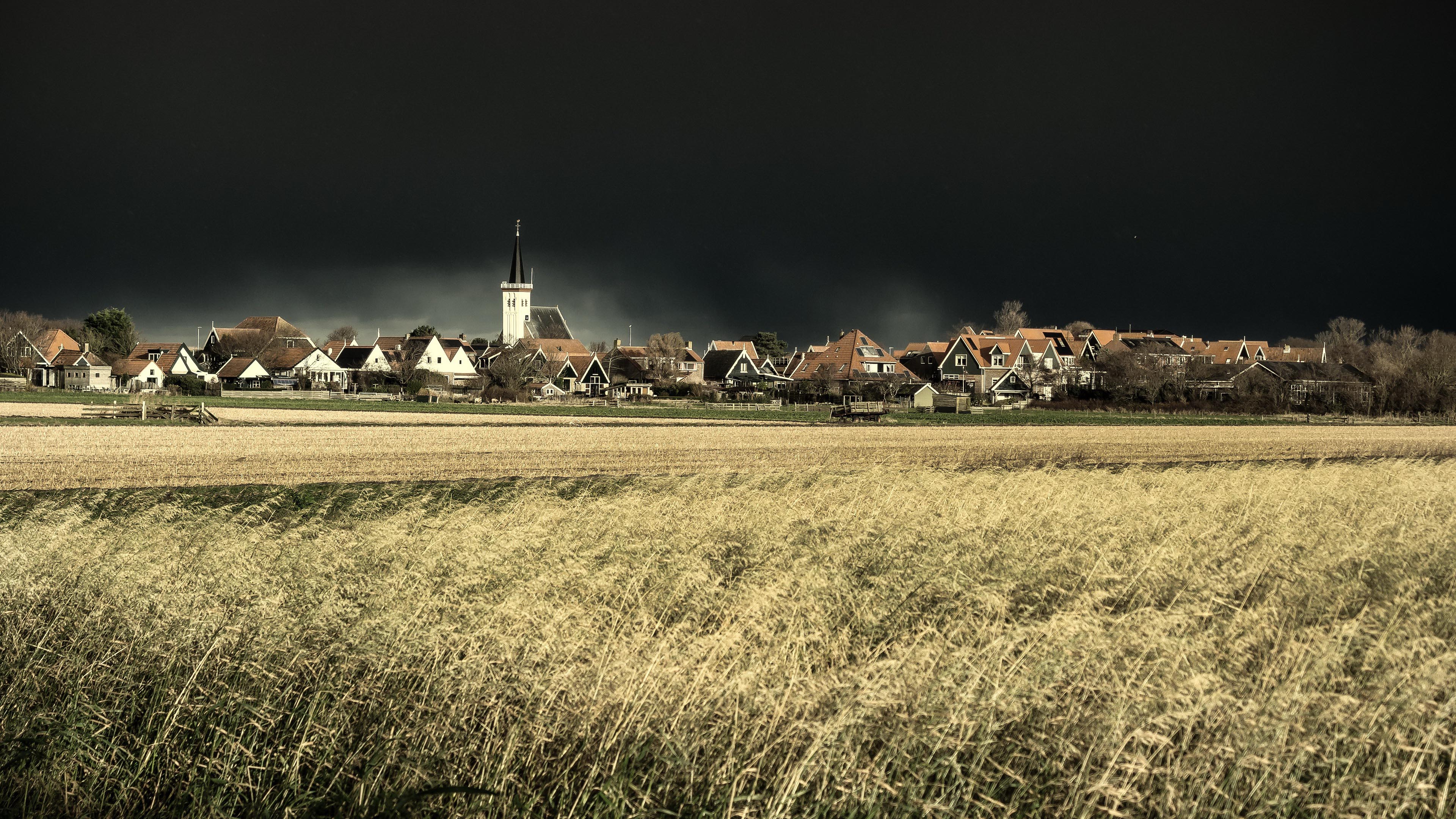 自然风光,大农场,夜幕降临,小镇