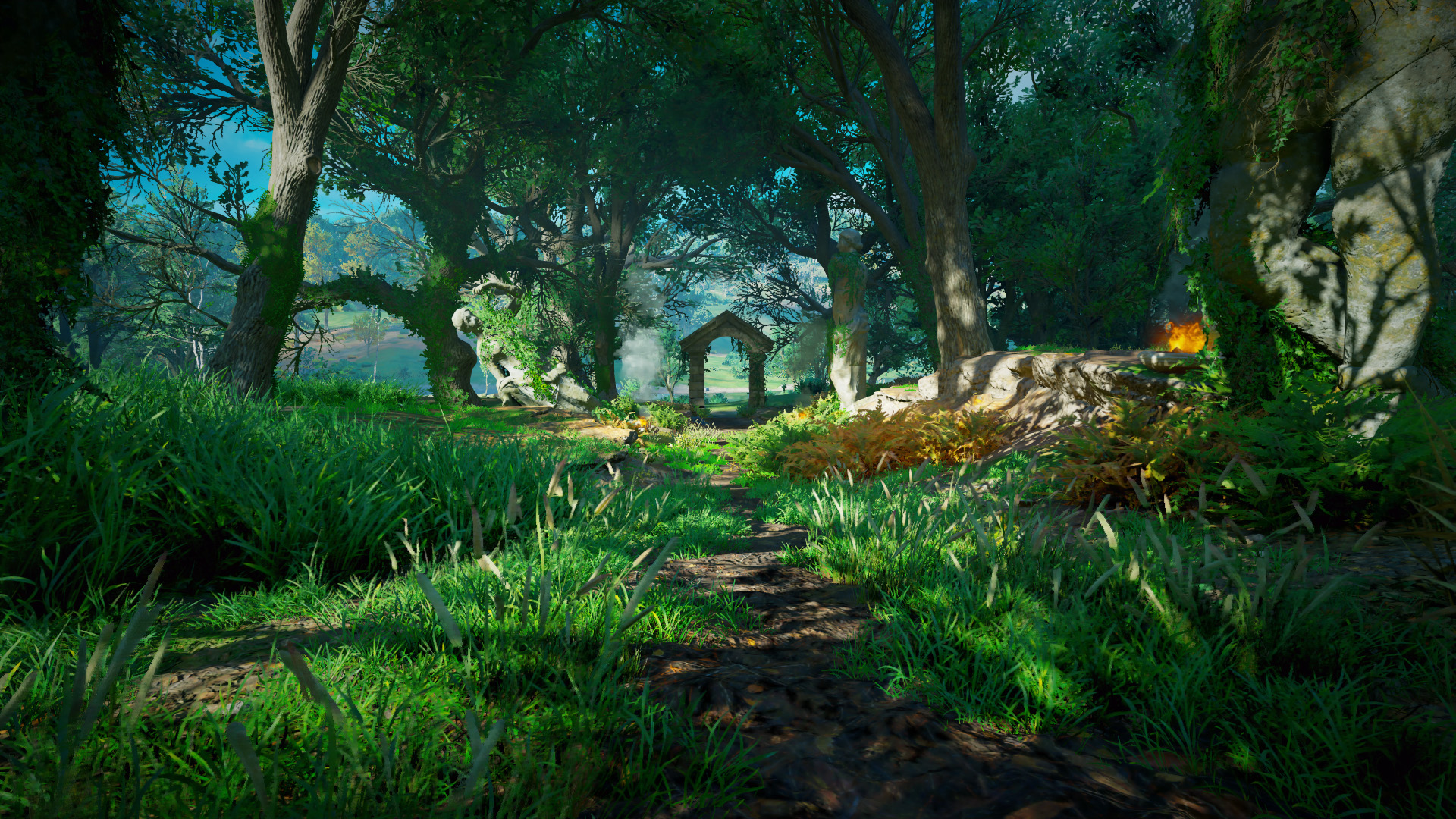 森林,遗迹,篝火