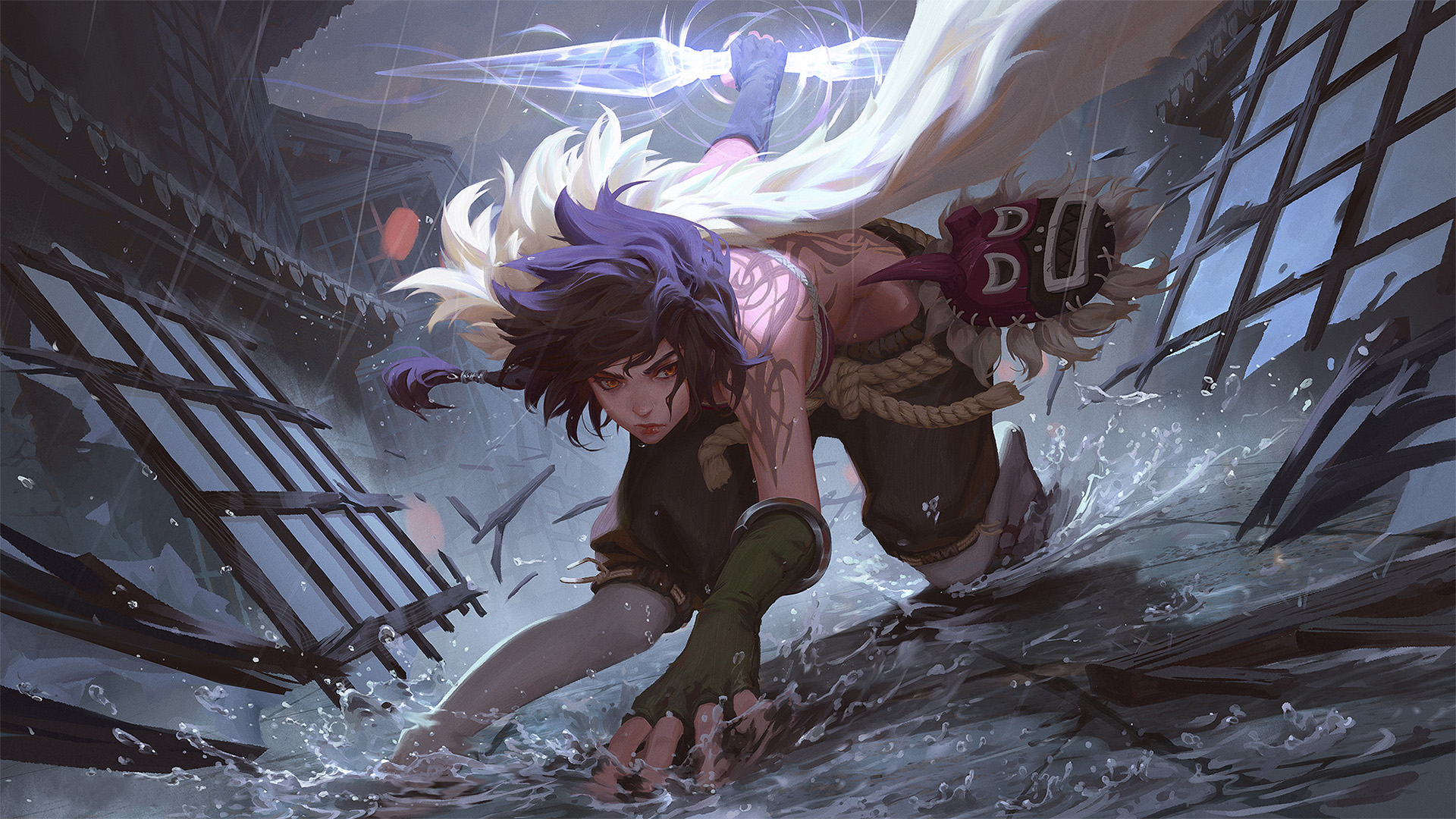 面具,激烈战斗,短发女孩