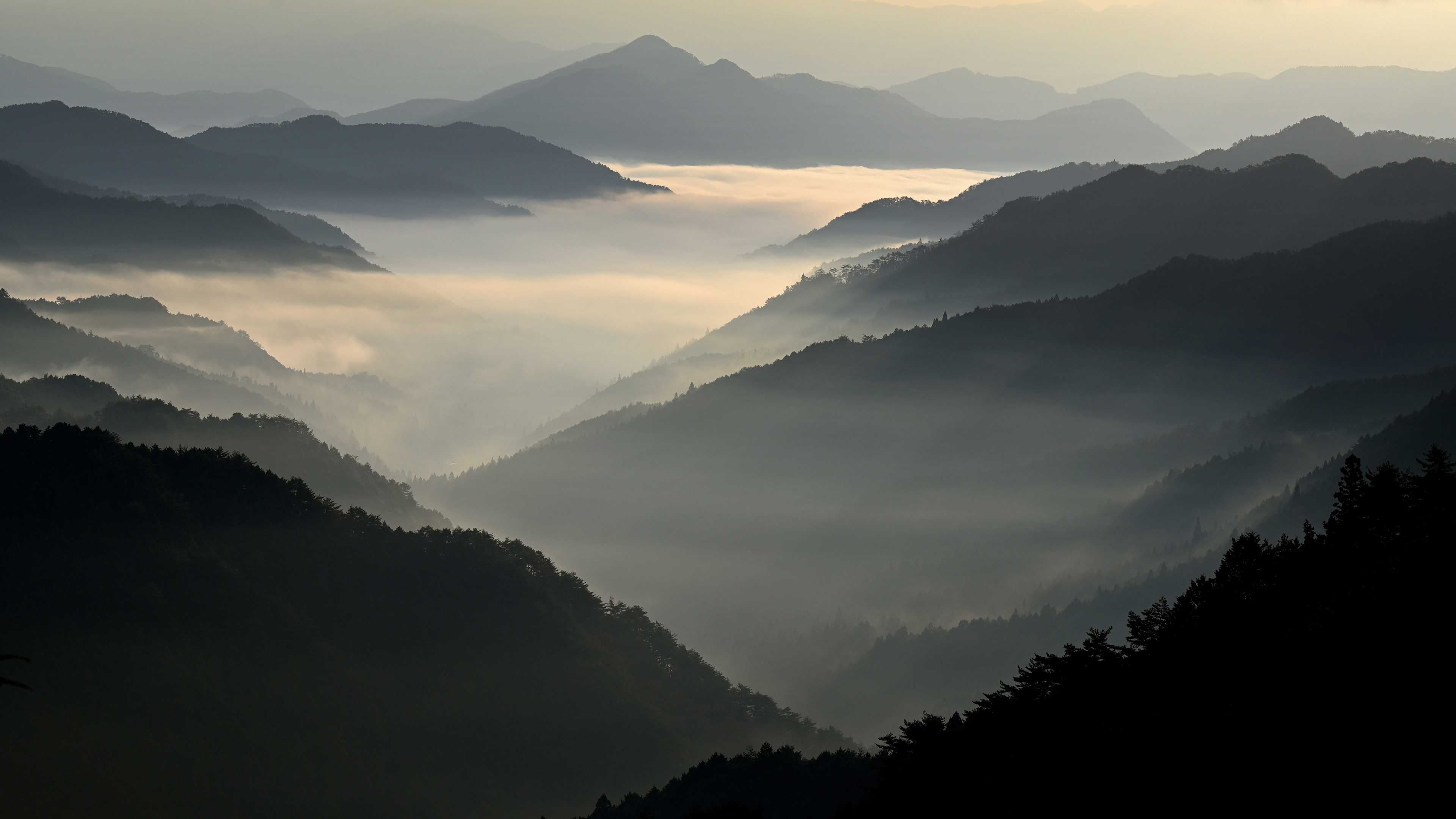 云雾,山脉,崇山峻岭