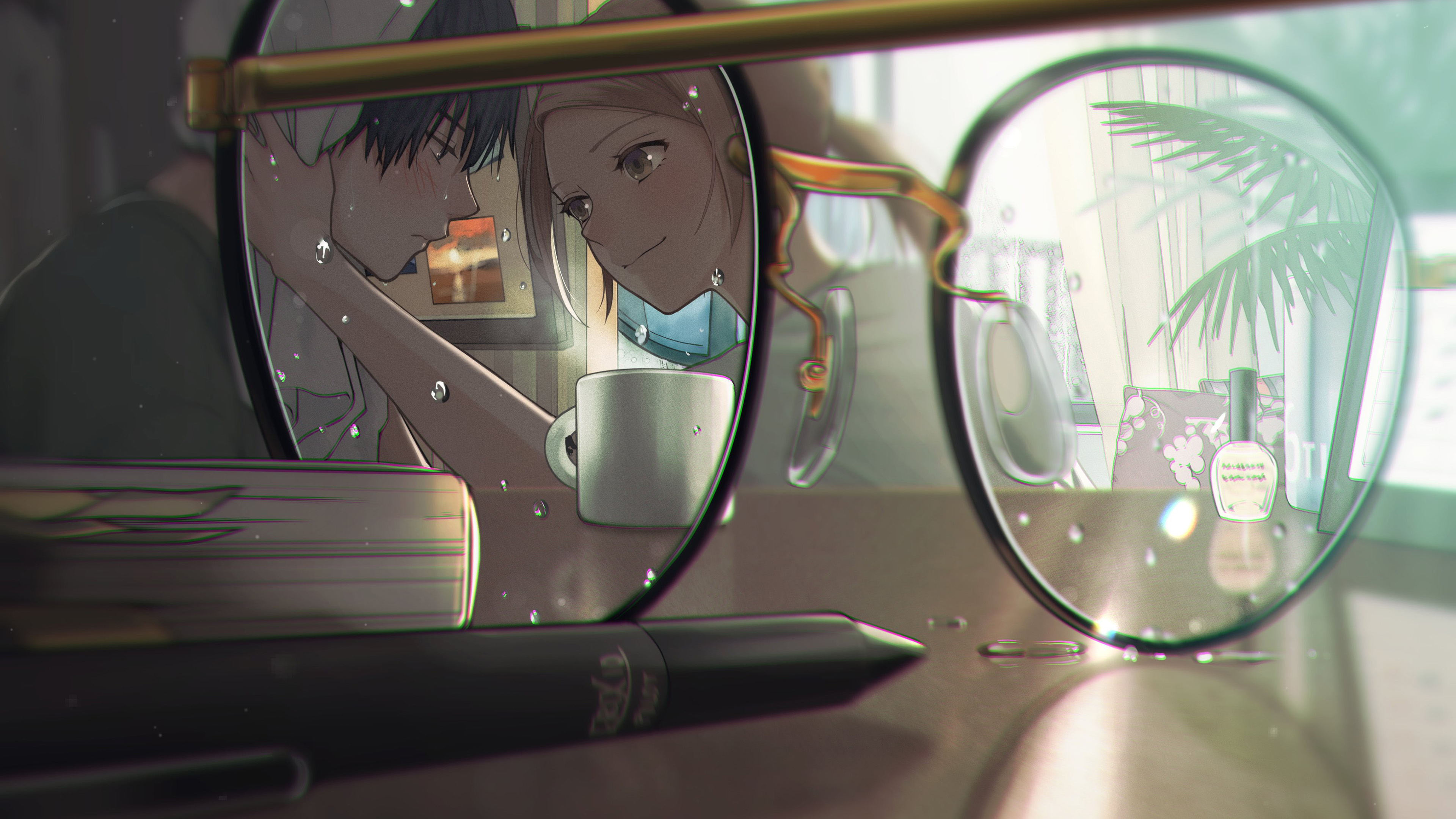 眼镜,雨天,淋雨,钢笔