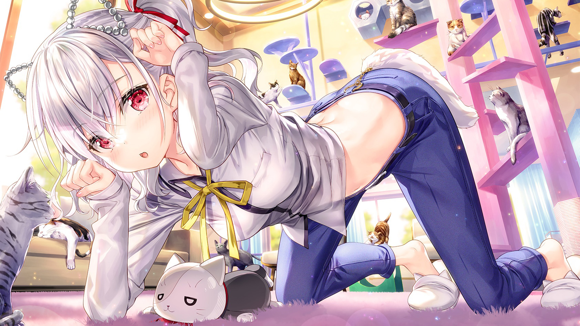 猫咪,温馨小屋,可爱女孩,玩偶