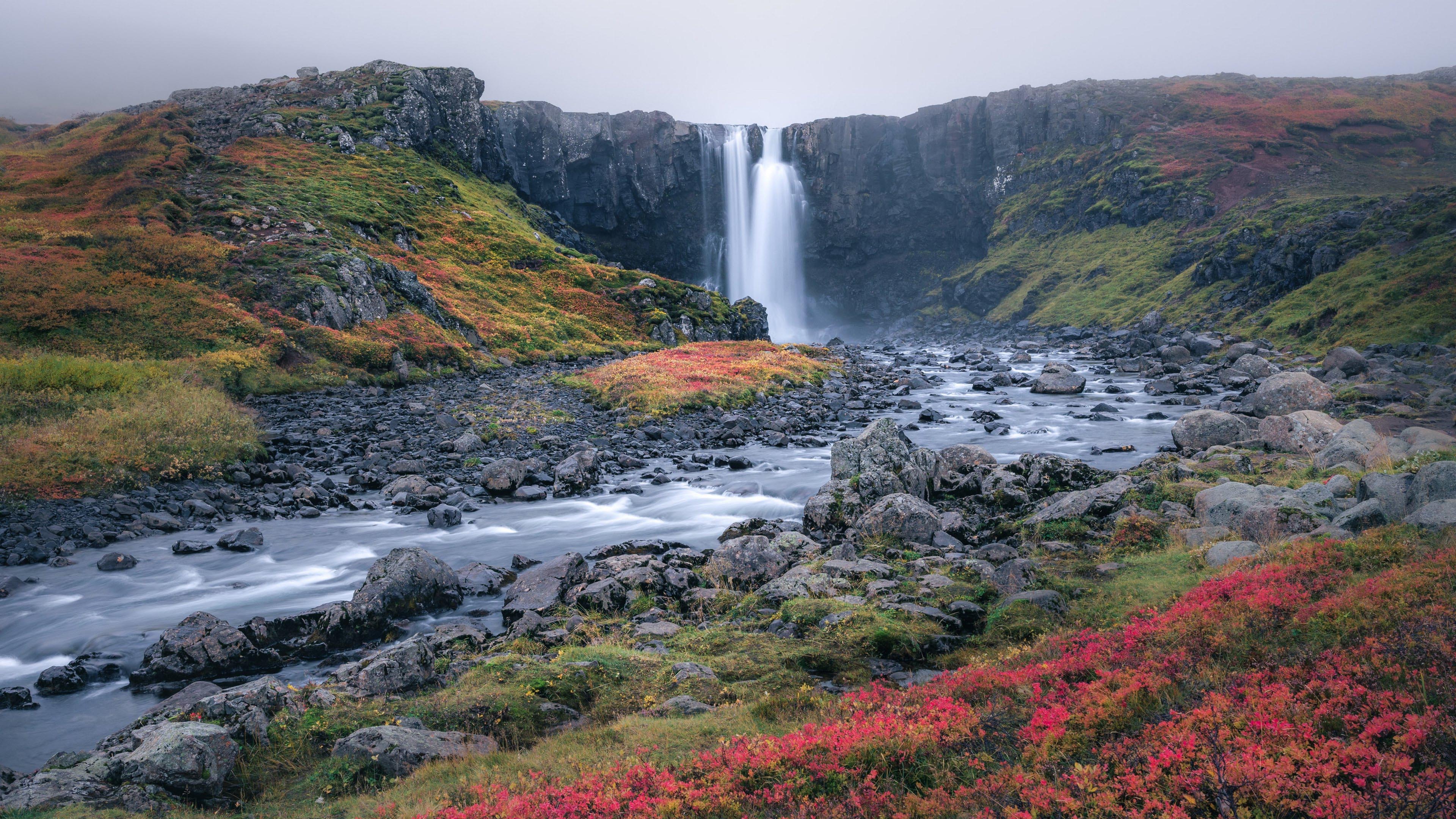 自然风光,瀑布,深秋,悬崖