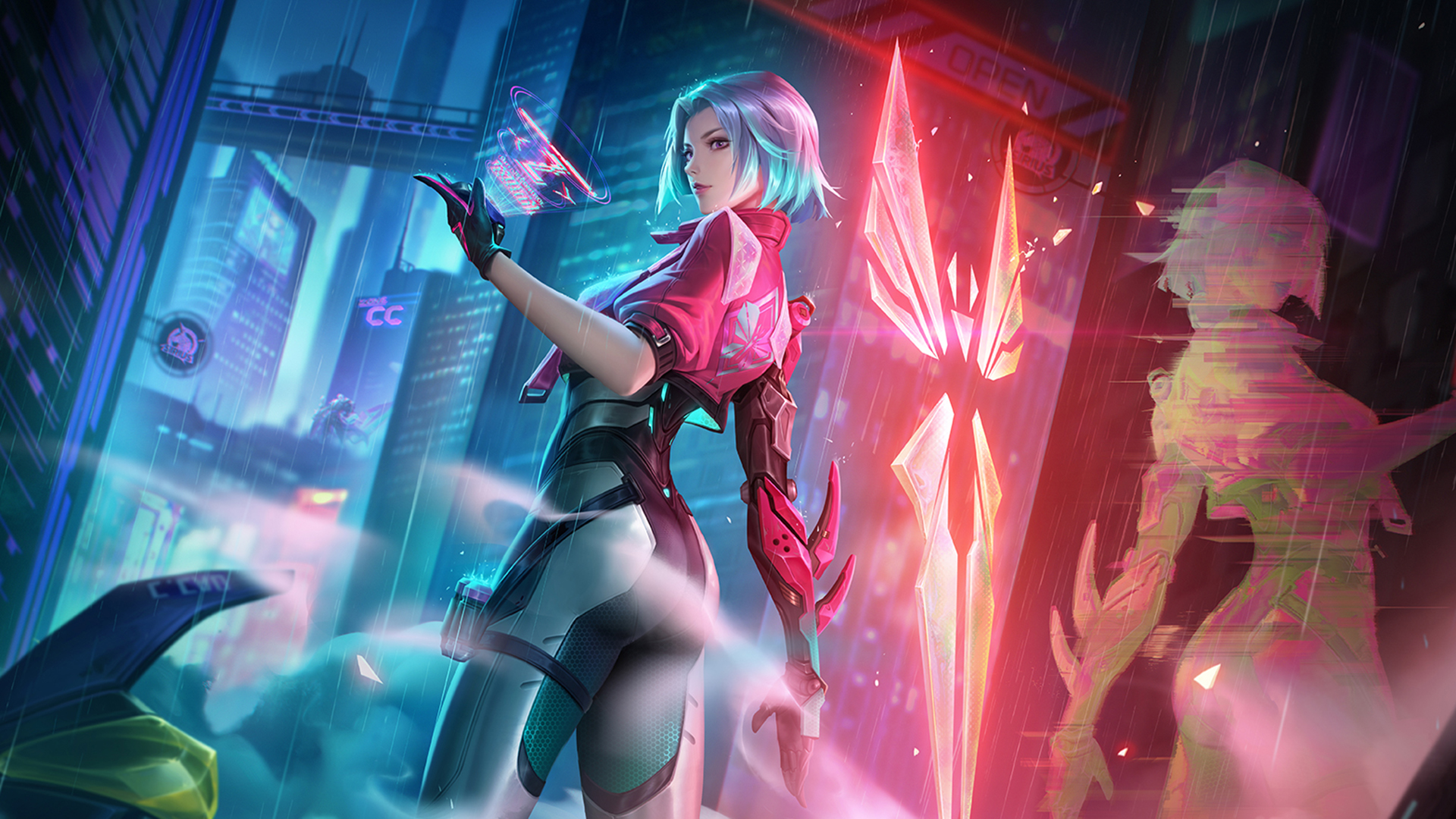 镜像,科幻,时尚女孩