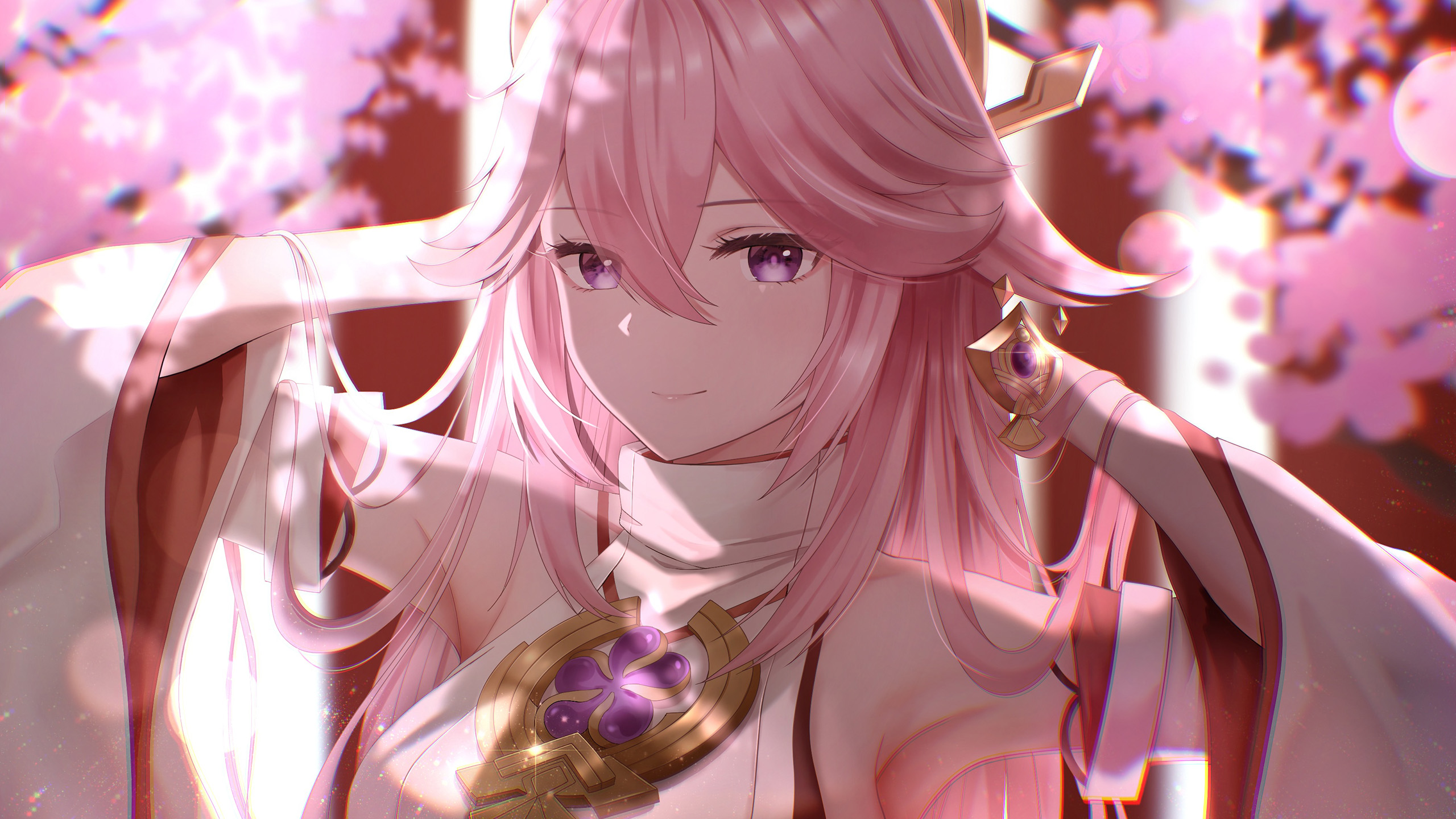 樱花飞舞,长发女孩,宝石