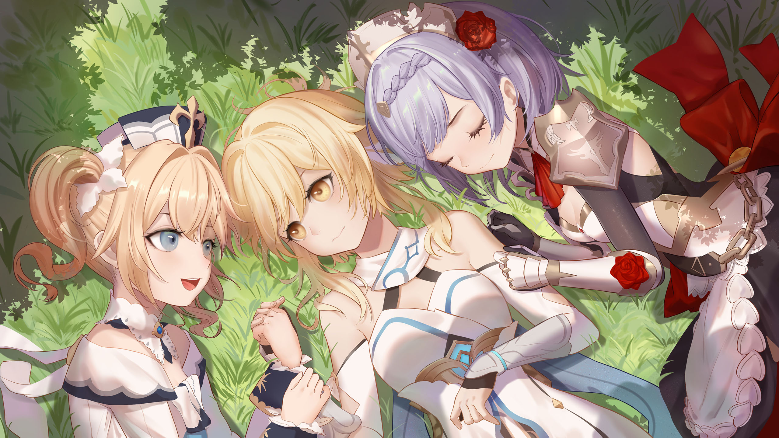 原神,草地,姐妹