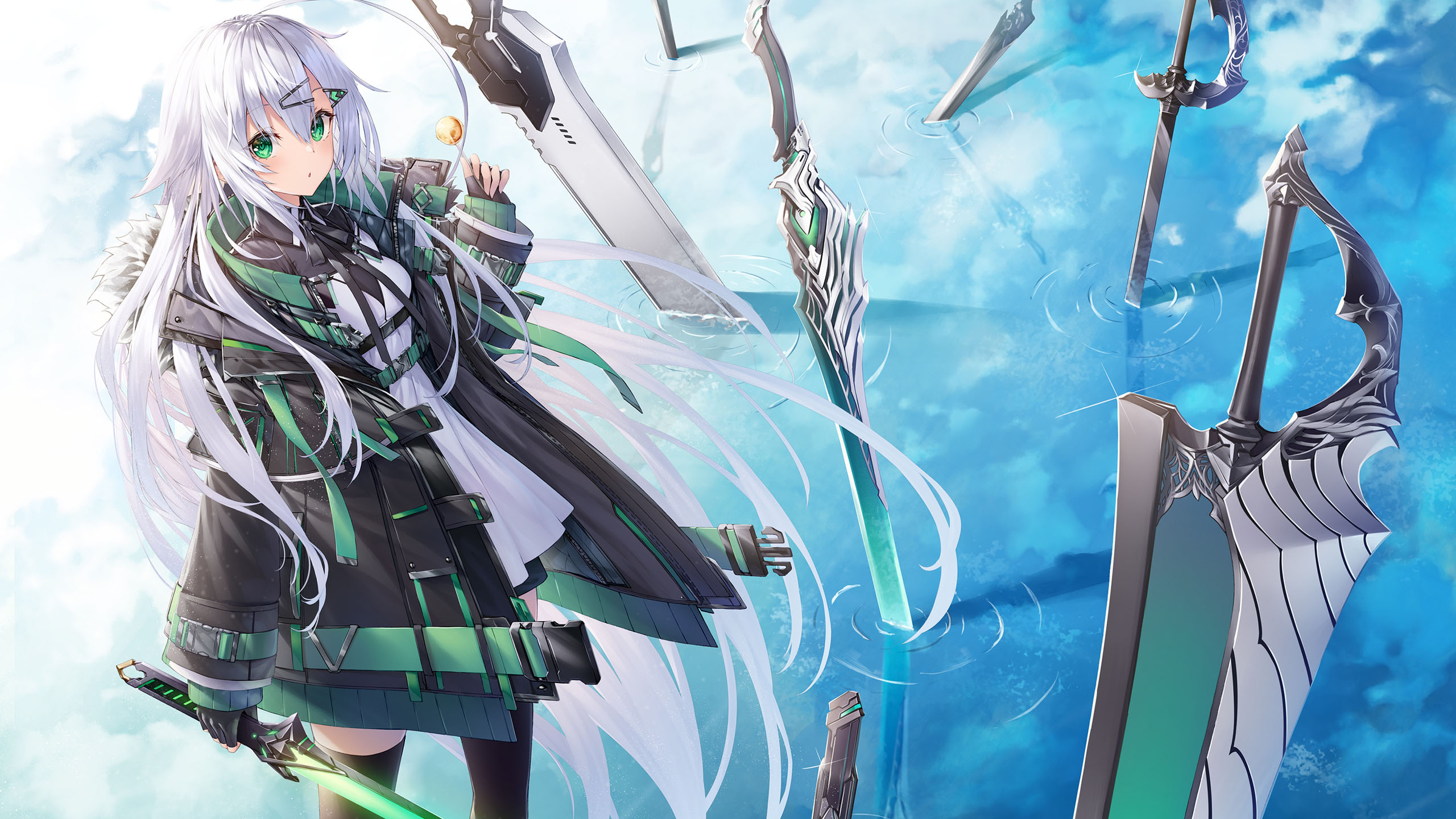 白发女孩,兵刃,武器,战斗