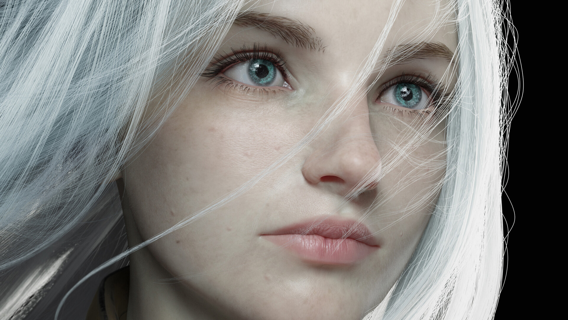 白发女孩,漂亮眼睛